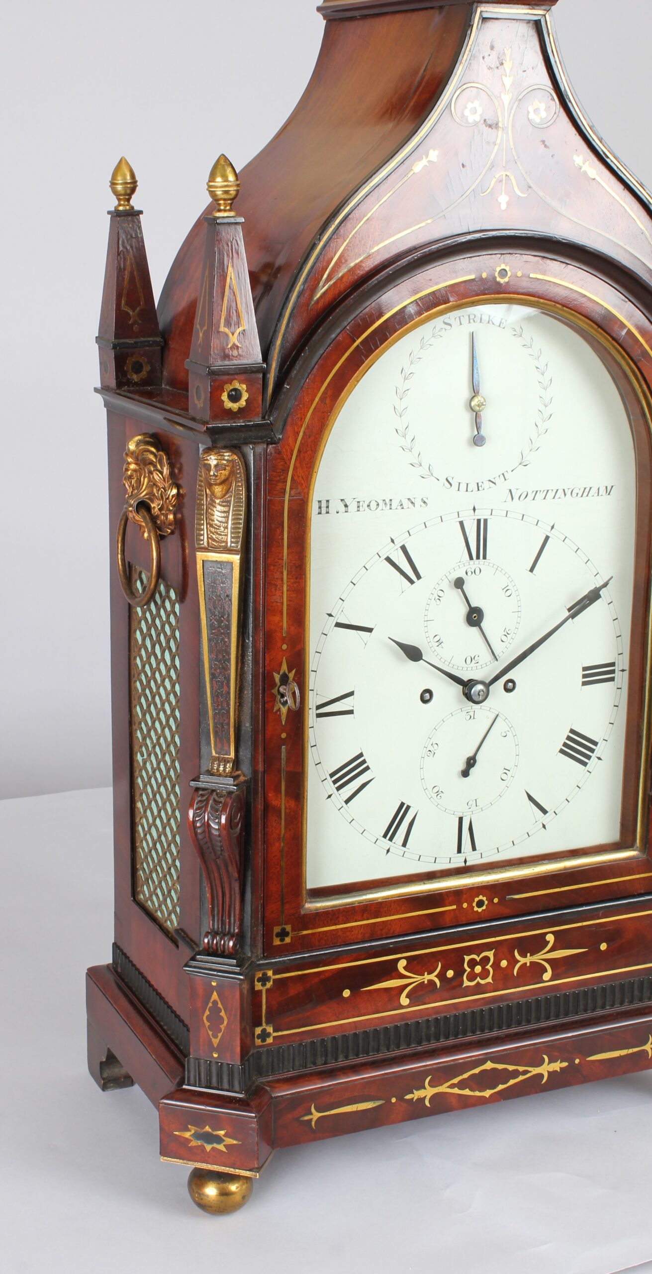 William IV mahogany Gothic-topped bracket clock by H Yeomans, Nottingham