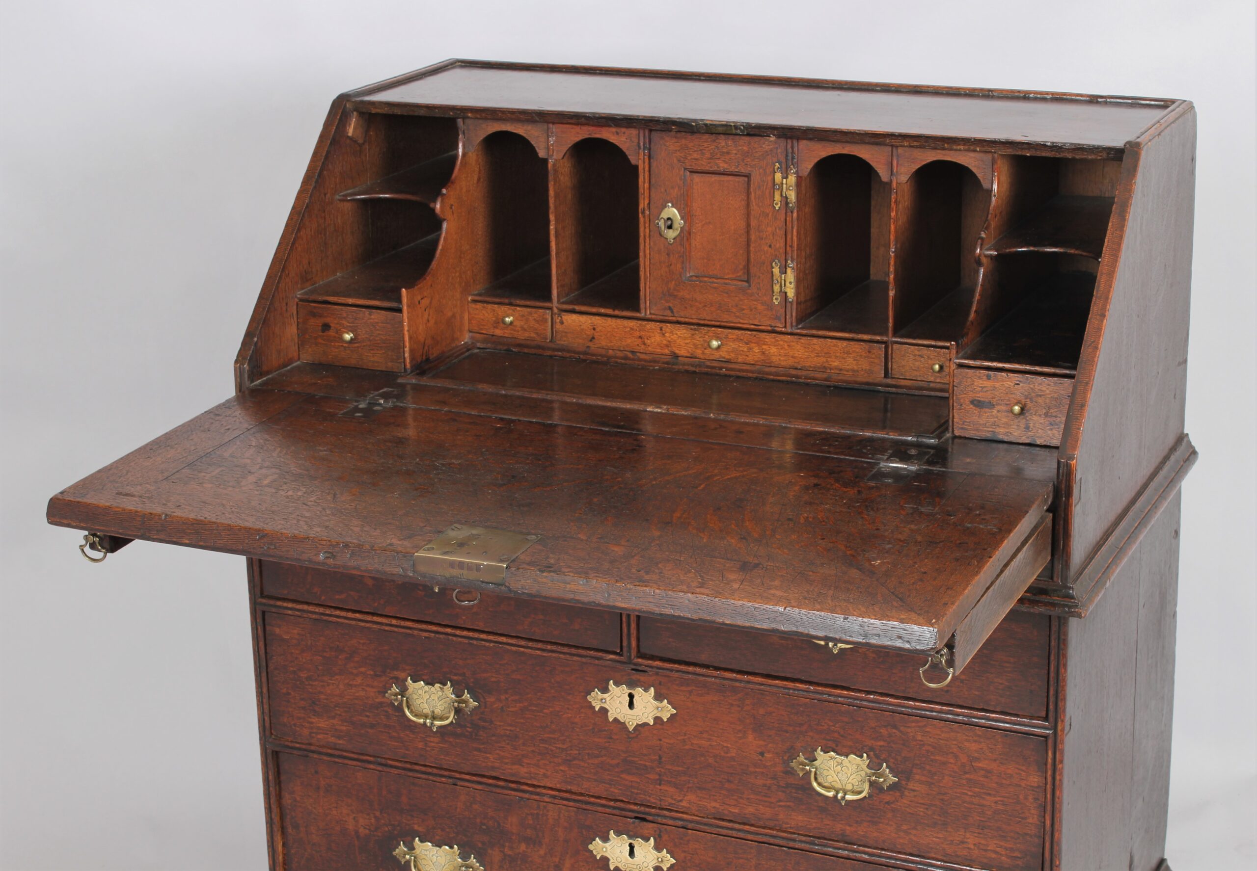 An Early 18th century oak bureau