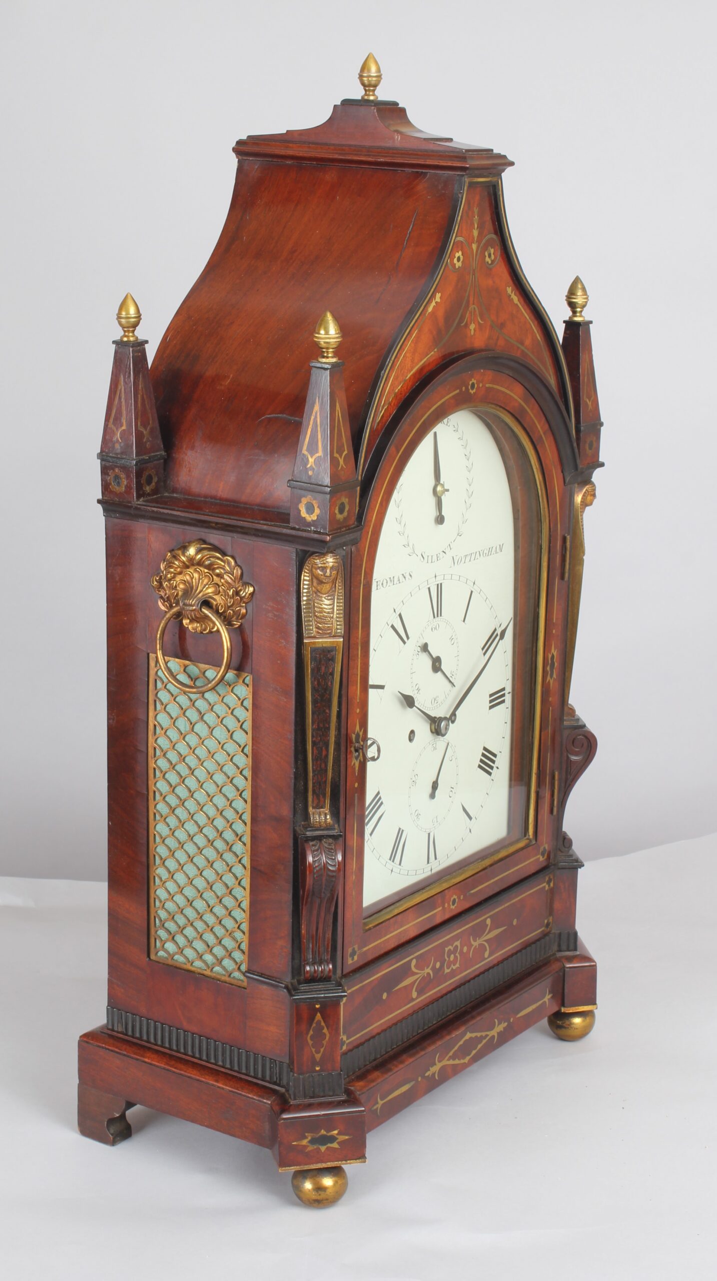 William IV mahogany Gothic-topped bracket clock by H Yeomans, Nottingham