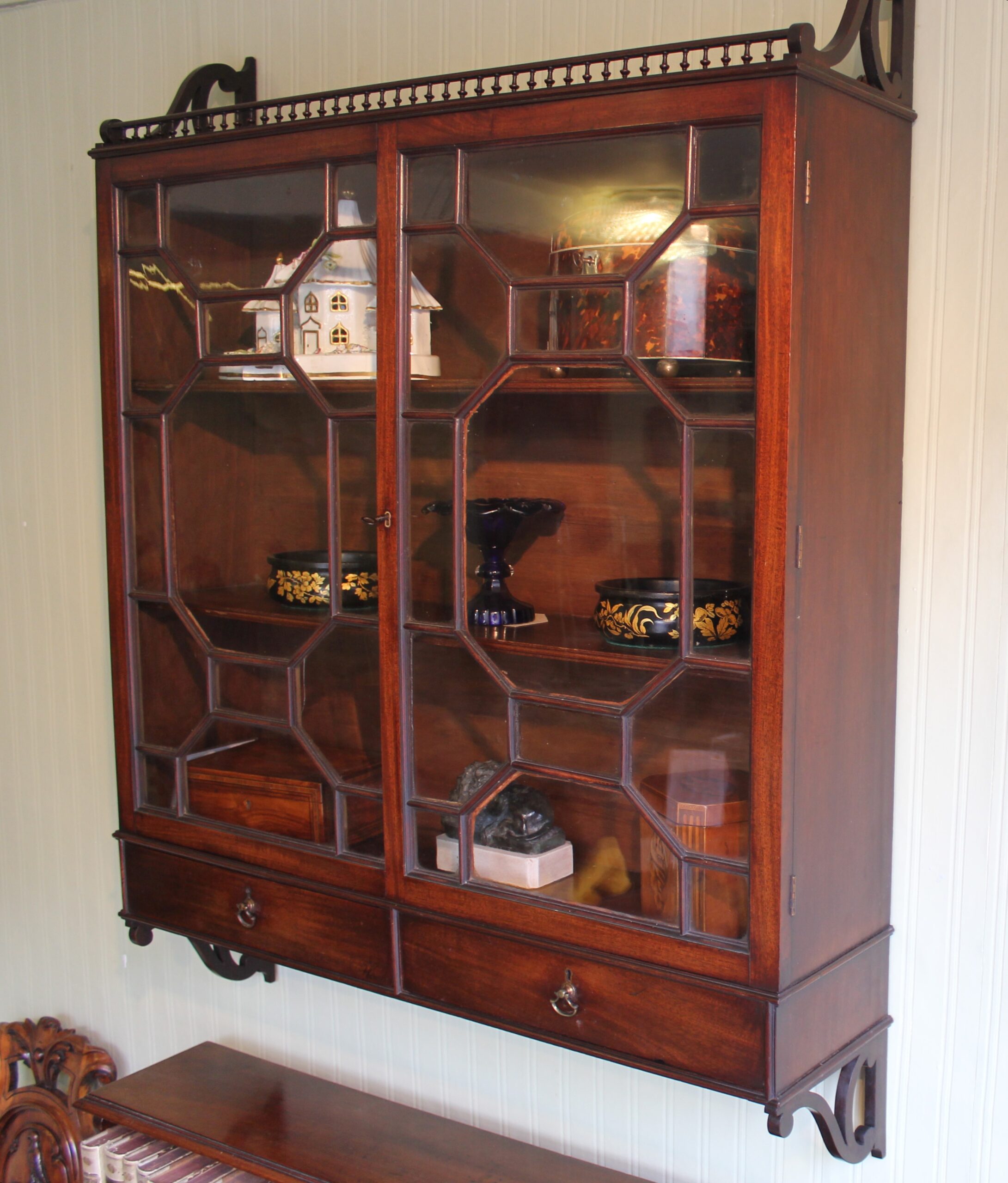 George III period wall-mounted mahogany display-cabinet