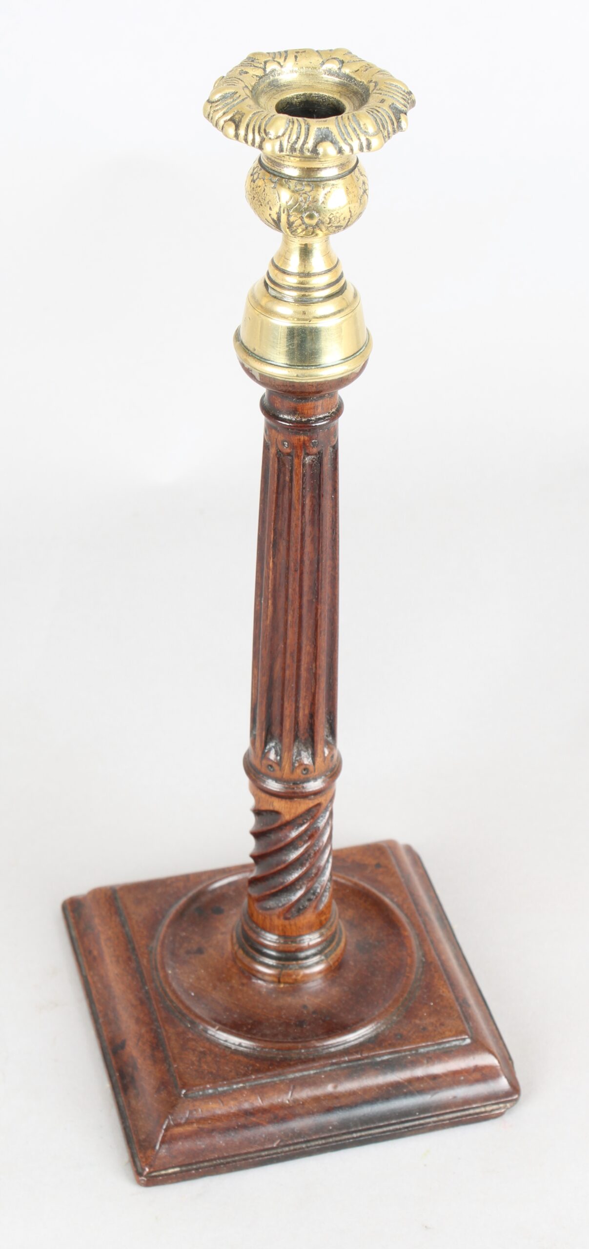 Rare pair of George III mahogany candlesticks