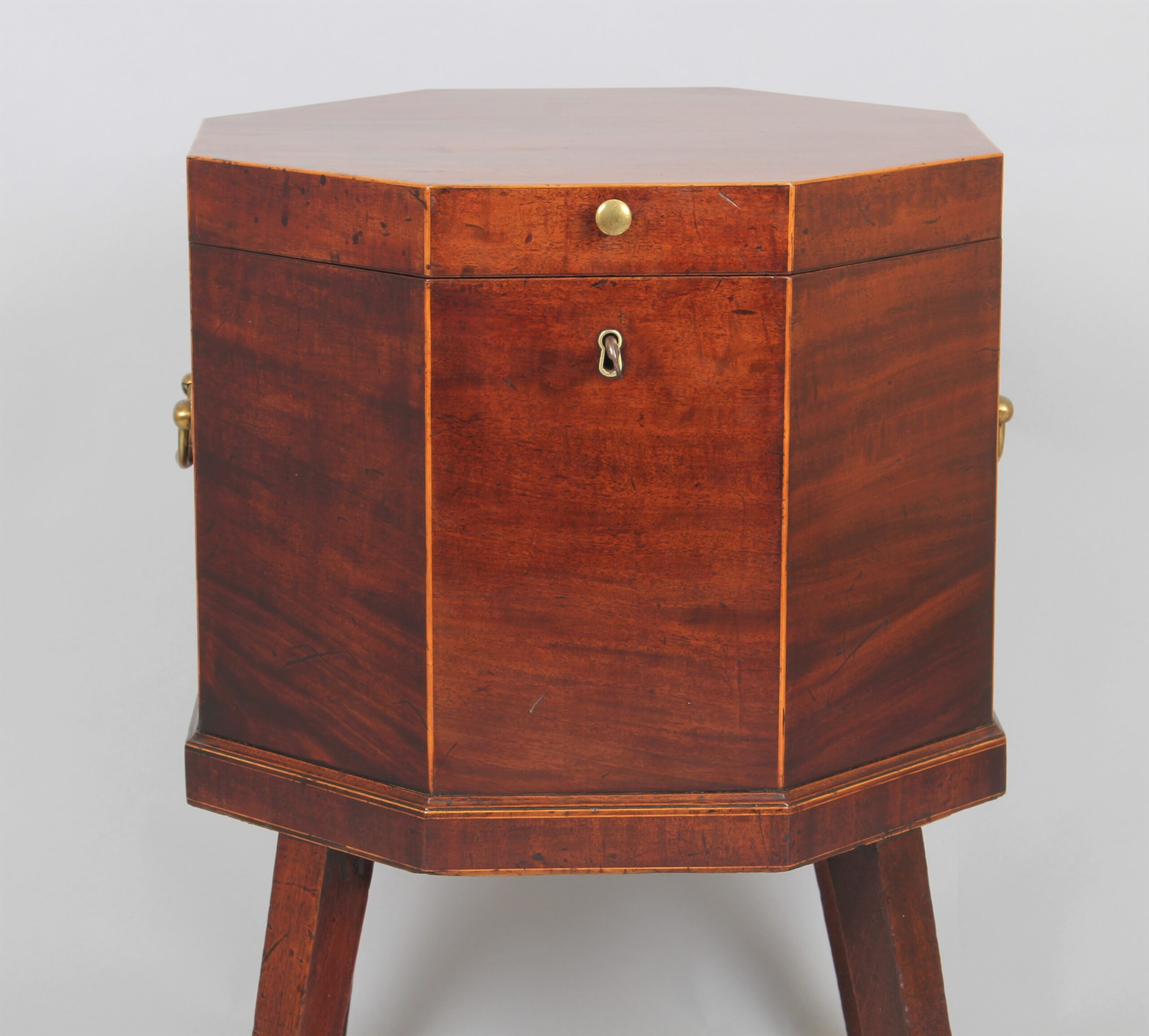 George III period octagonal mahogany cellarette