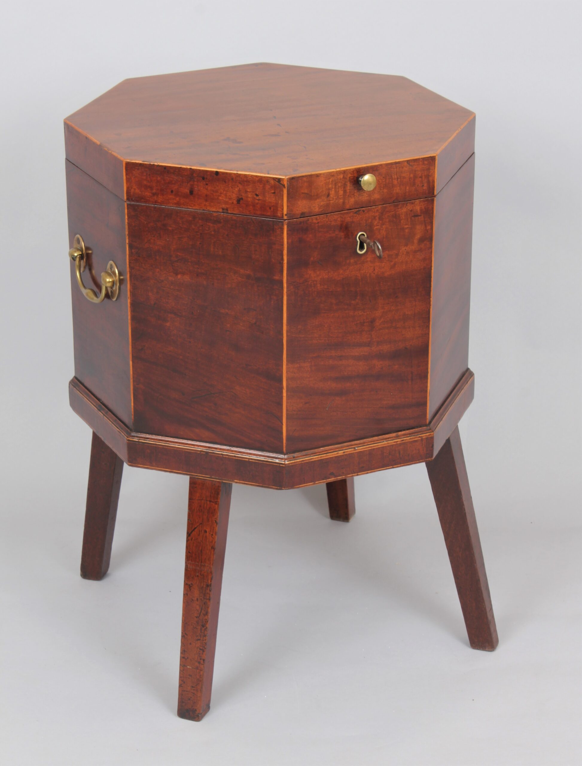 George III period octagonal mahogany cellarette