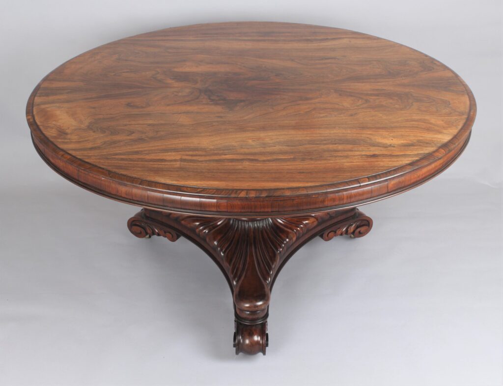 A fine William IV period rosewood pedestal table