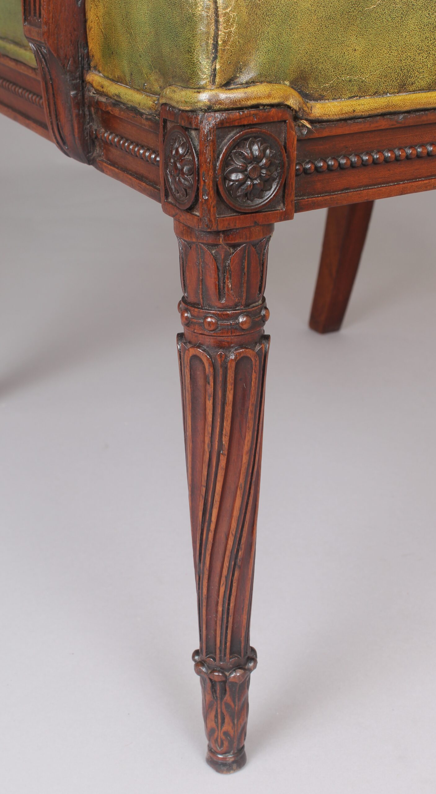 Very fine George III period mahogany open arm chair