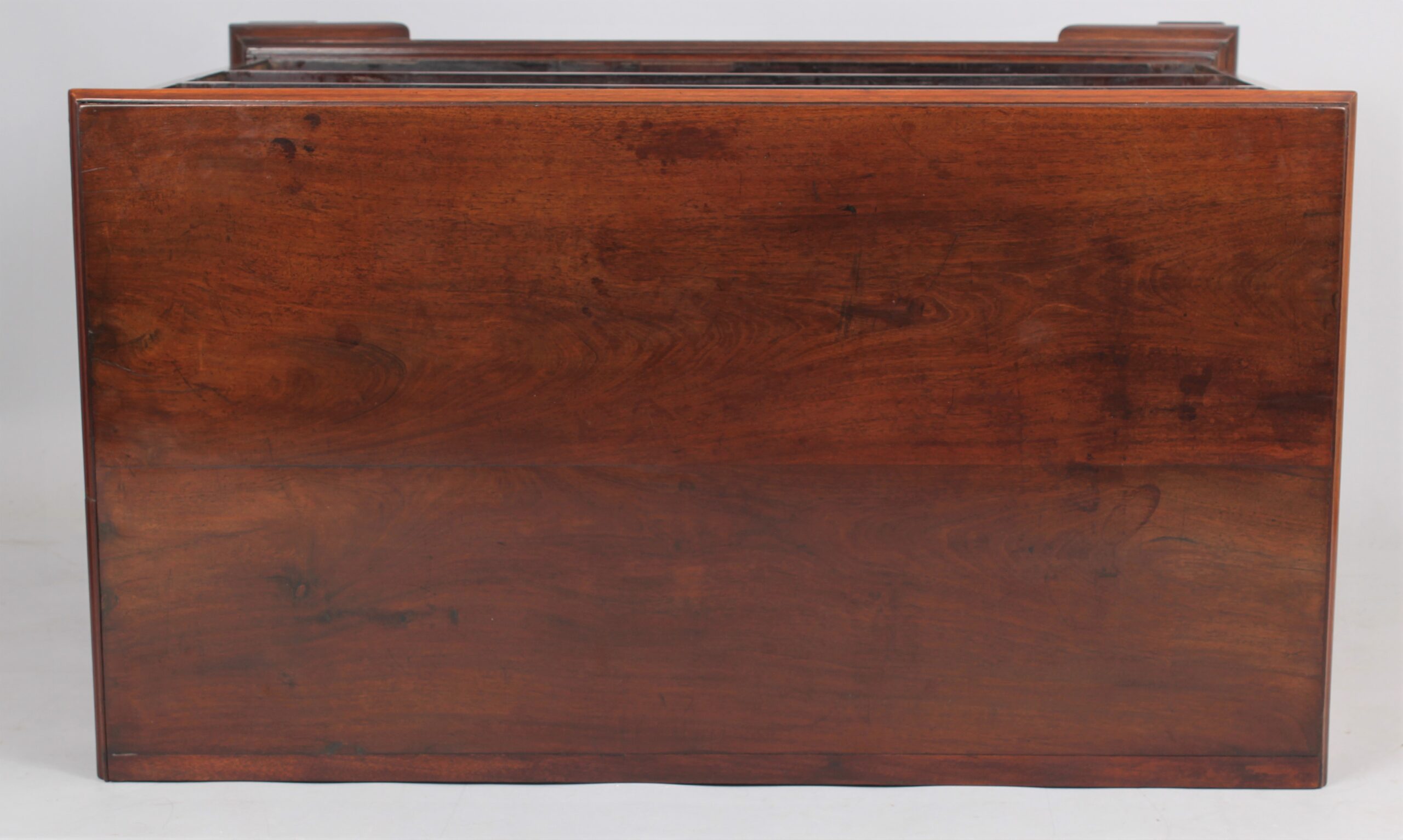 George III mahogany chest of two short and three long graduated and cock-beaded drawers