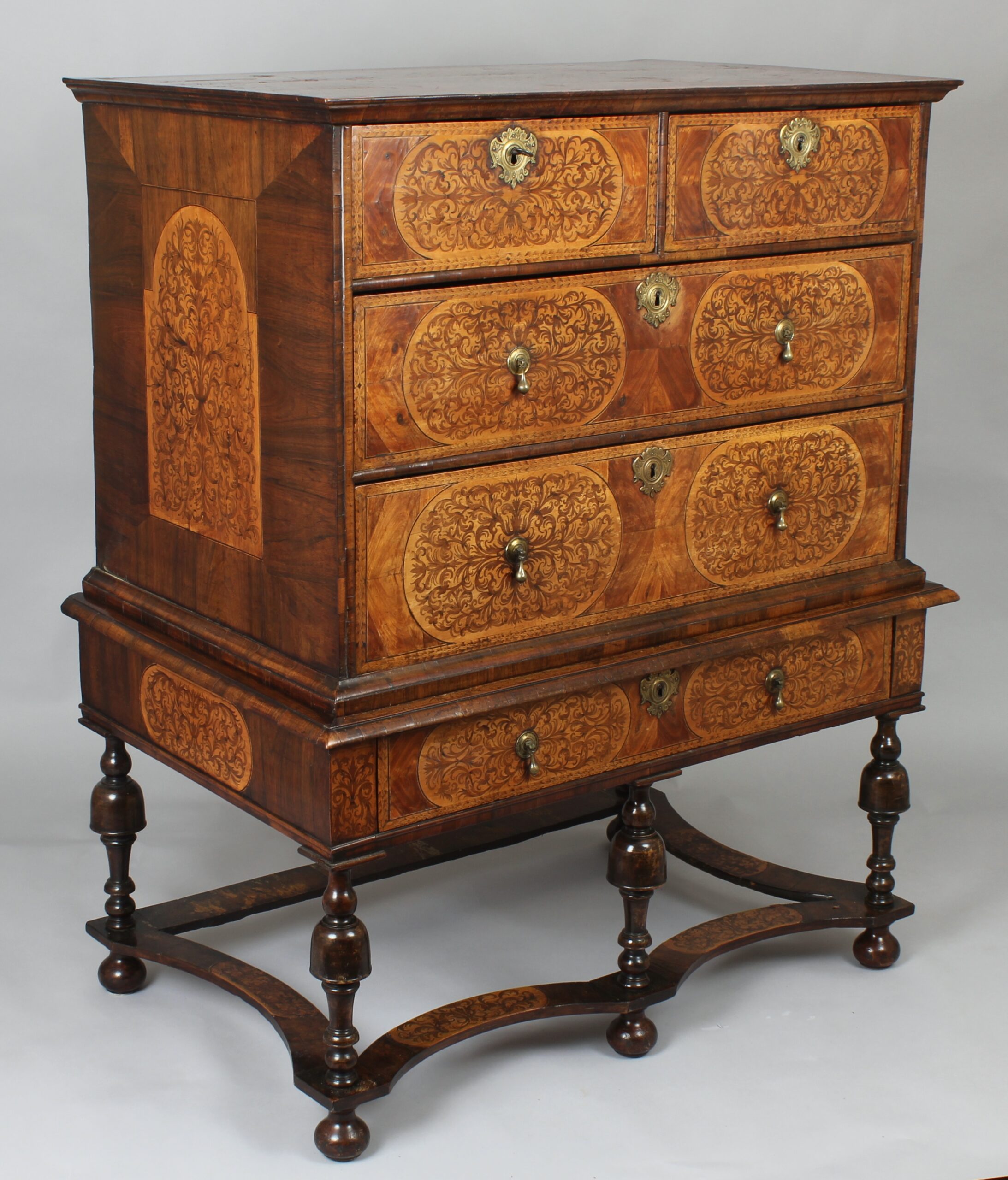 An exceptionally fine William & Mary period Chest-on-Stand