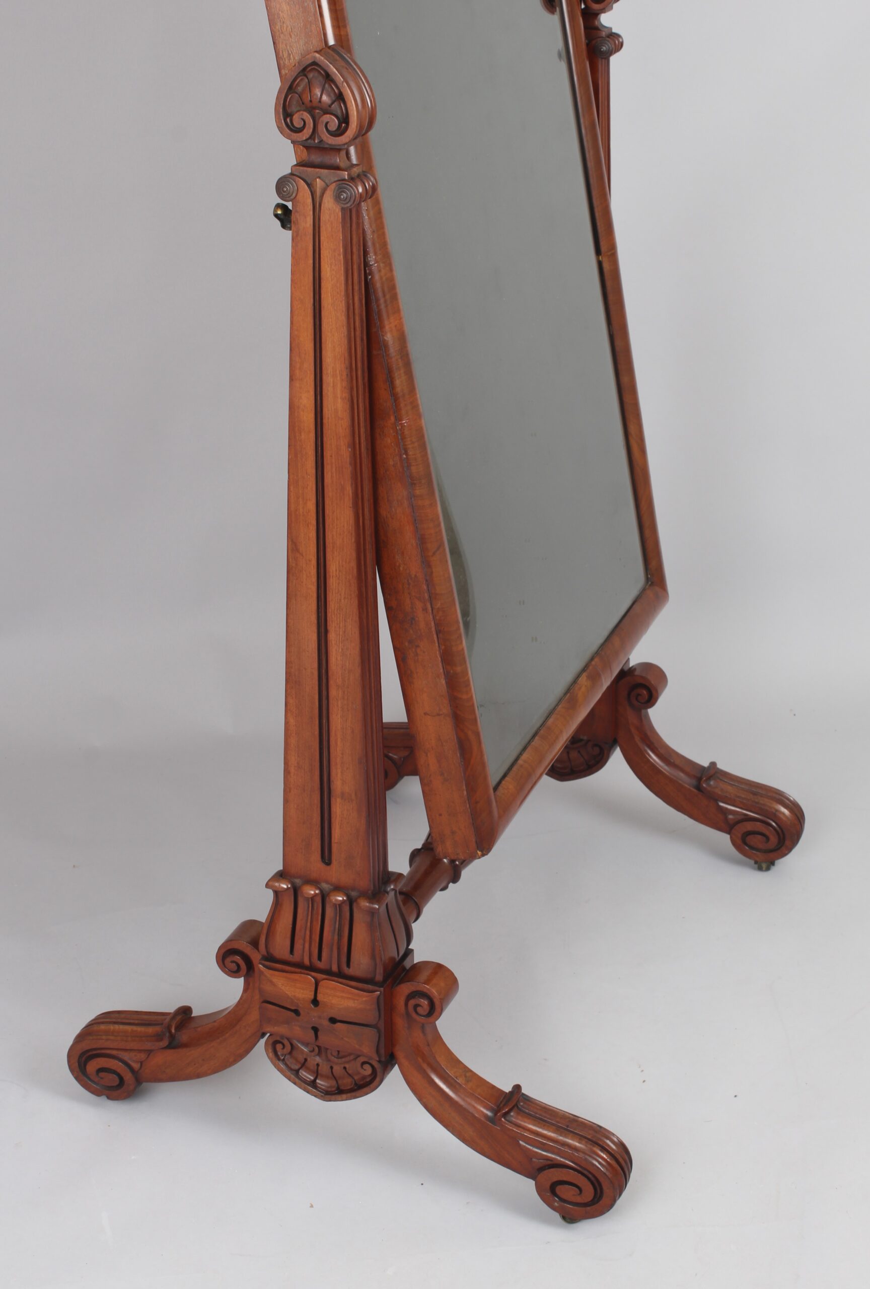 A fine quality William IV mahogany cheval mirror