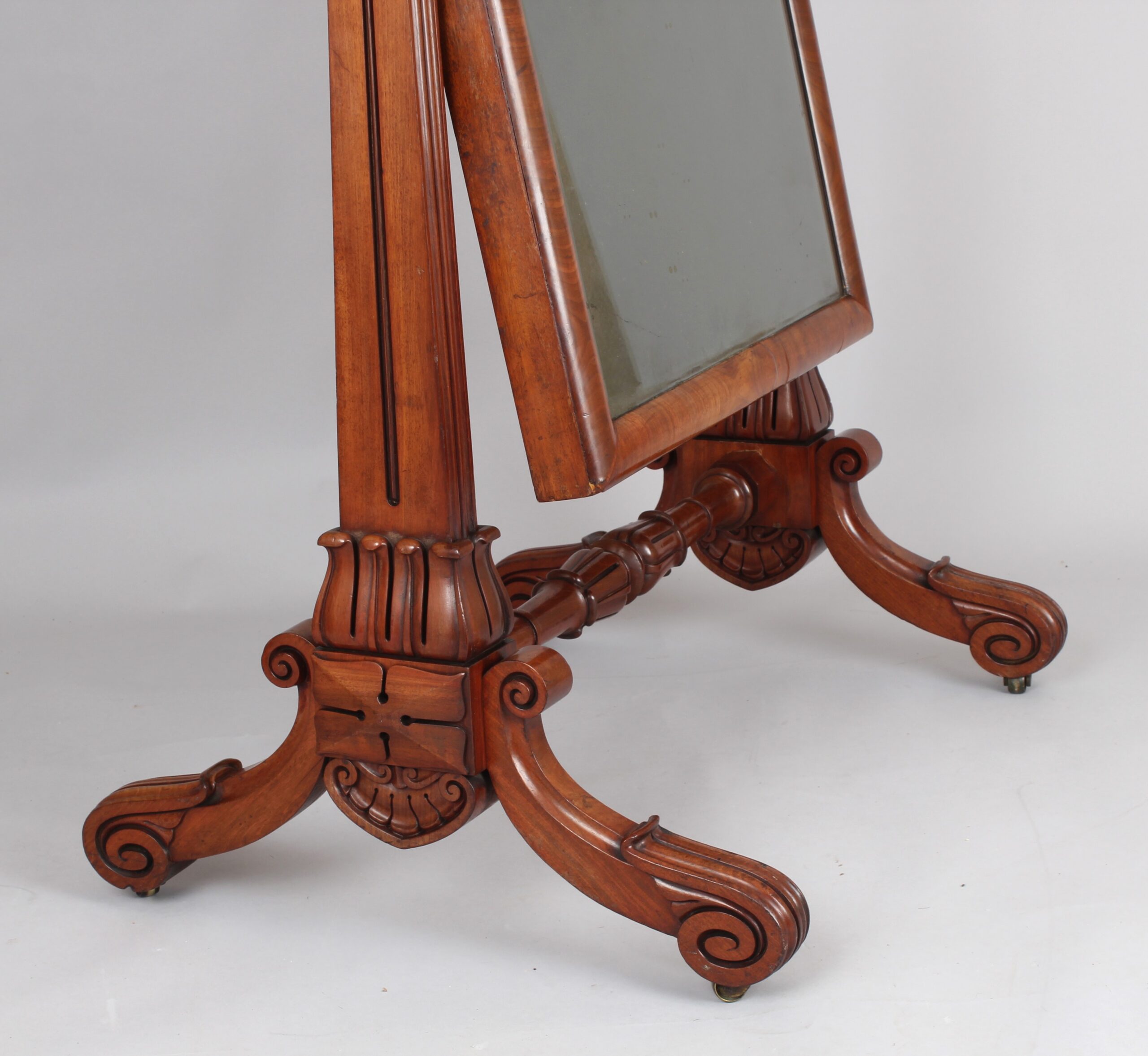 A fine quality William IV mahogany cheval mirror