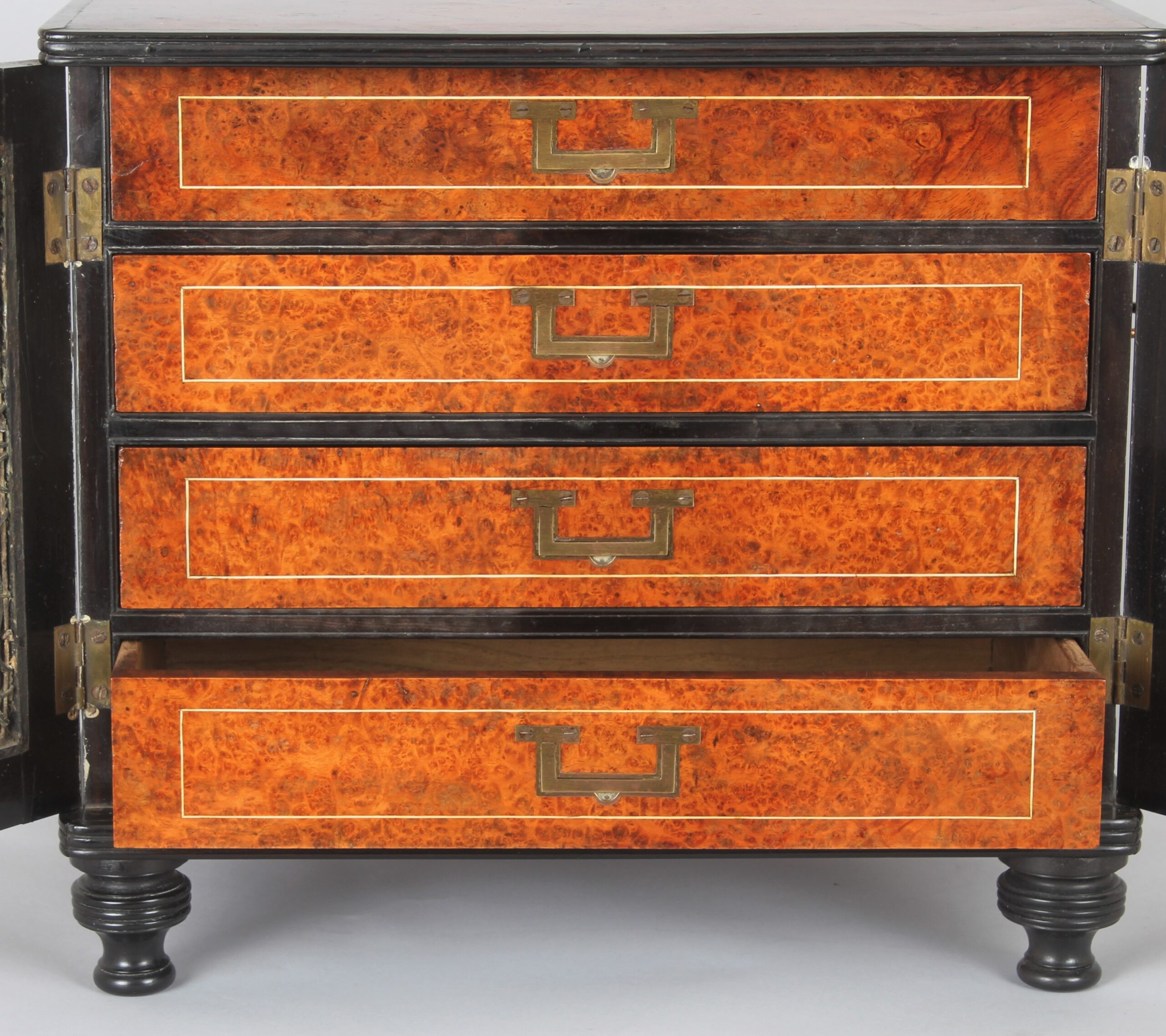Rare early 19th century Chinese Export amboyna and ebony table cabinet