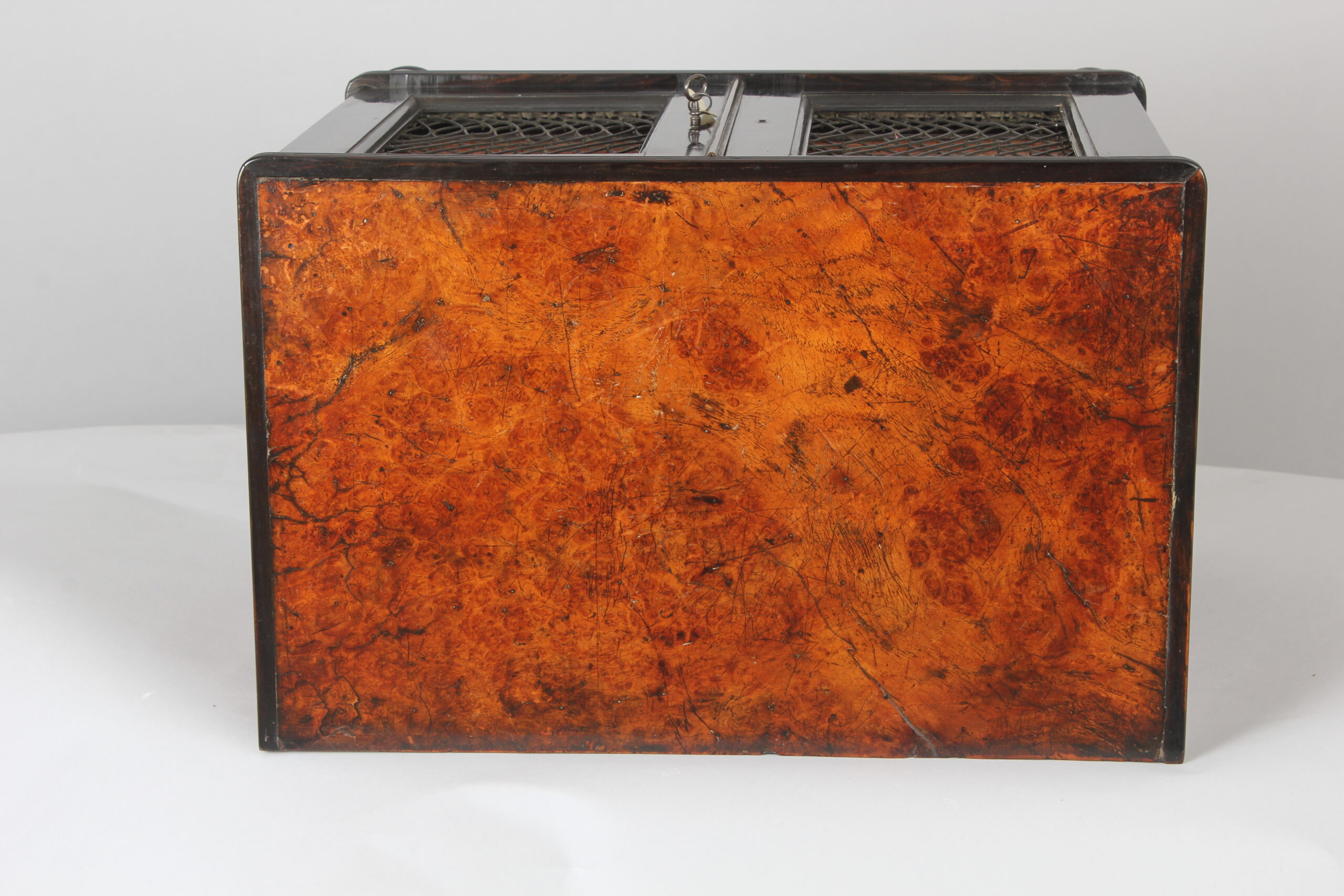 Rare early 19th century Chinese Export amboyna and ebony table cabinet
