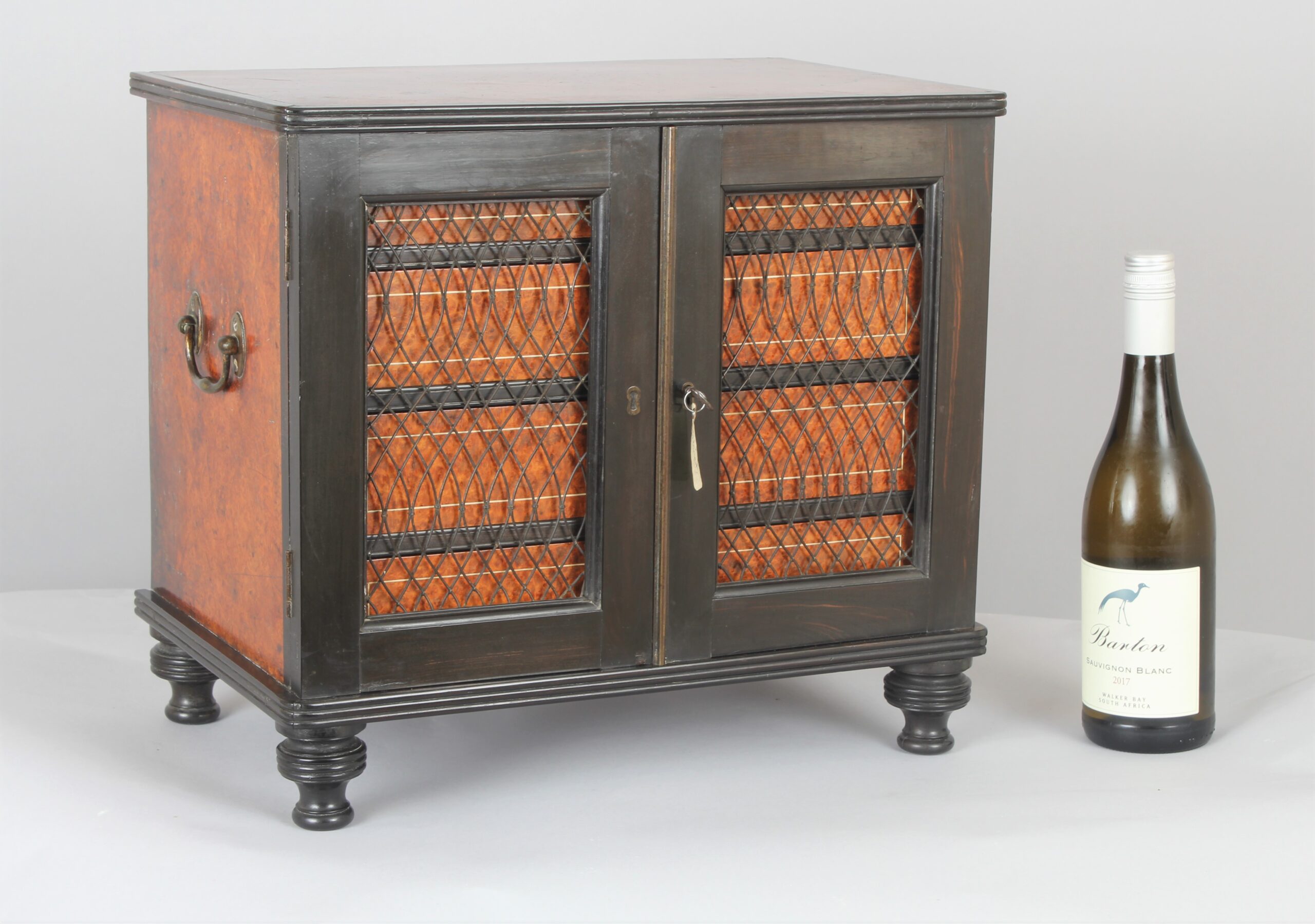 Rare early 19th century Chinese Export amboyna and ebony table cabinet