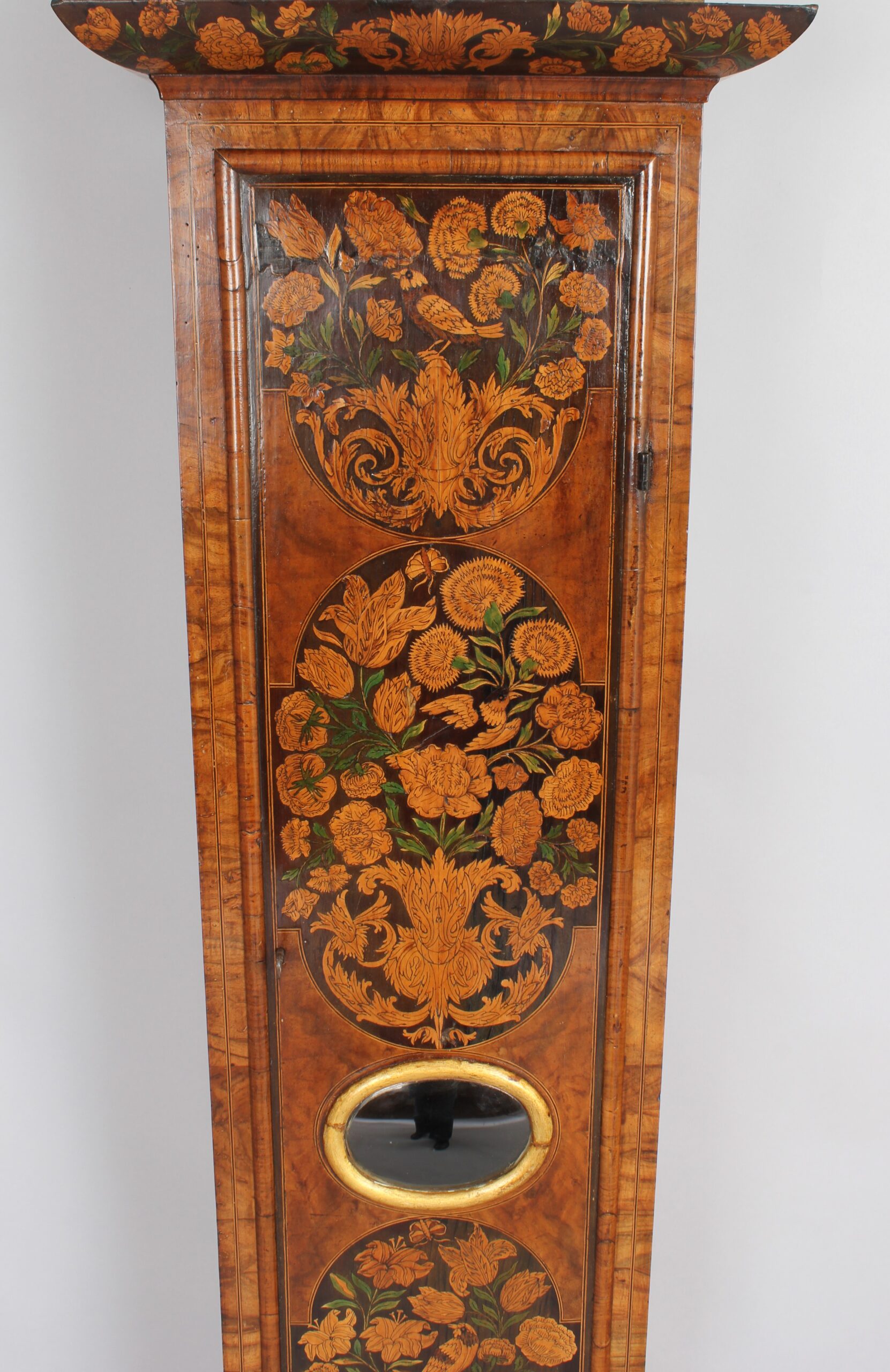A walnut marquetry long-case clock
