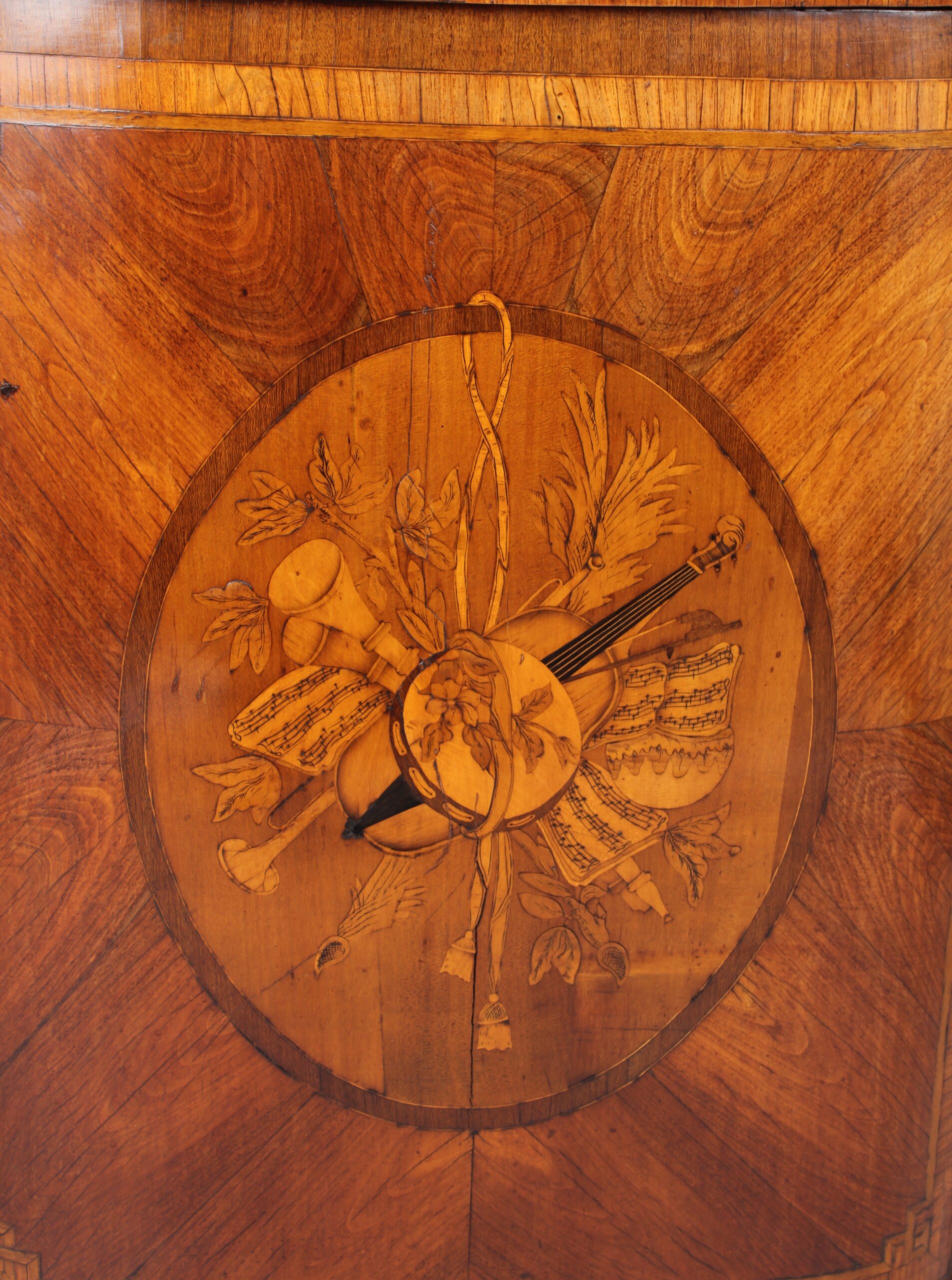 Rare pair of late eighteenth century Dutch kingwood and marquetry corner-cupboards