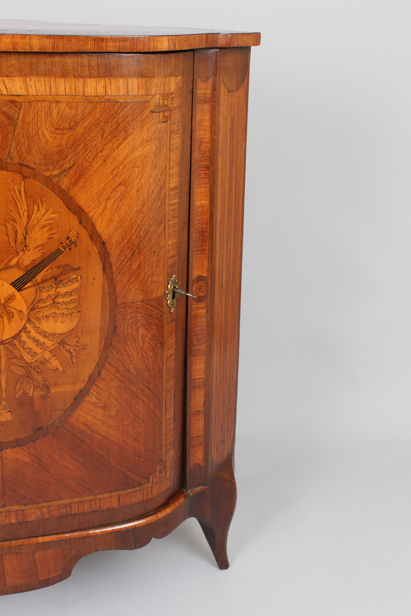 Rare pair of late eighteenth century Dutch kingwood and marquetry corner-cupboards