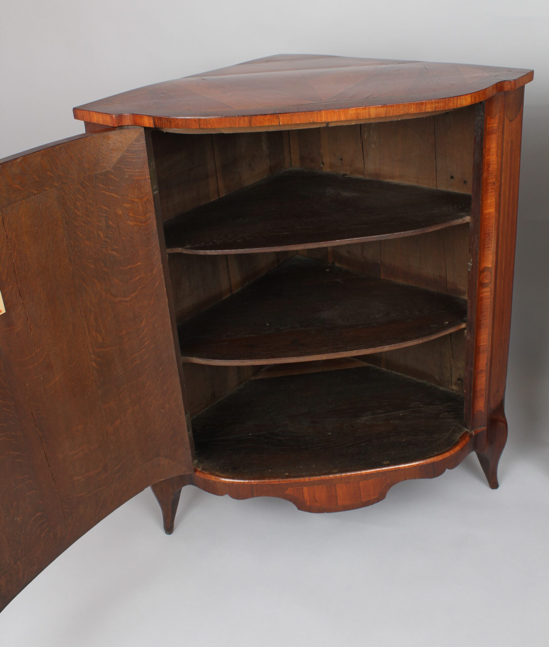 Rare pair of late eighteenth century Dutch kingwood and marquetry corner-cupboards
