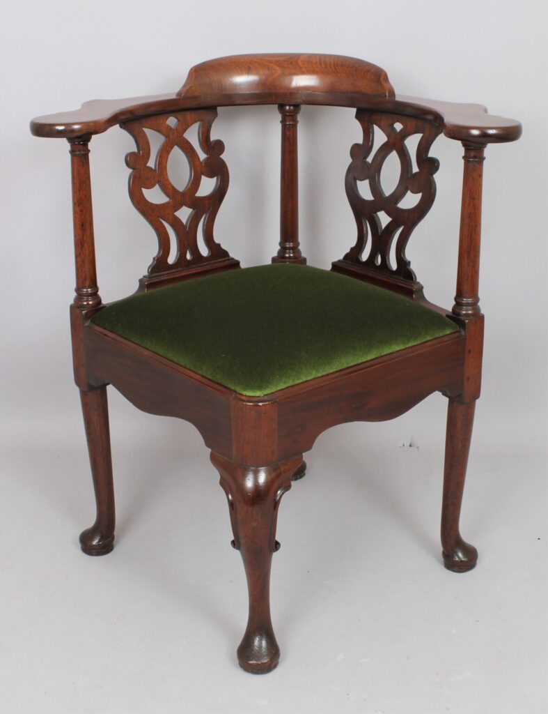 A George II ‘red walnut’ corner chair