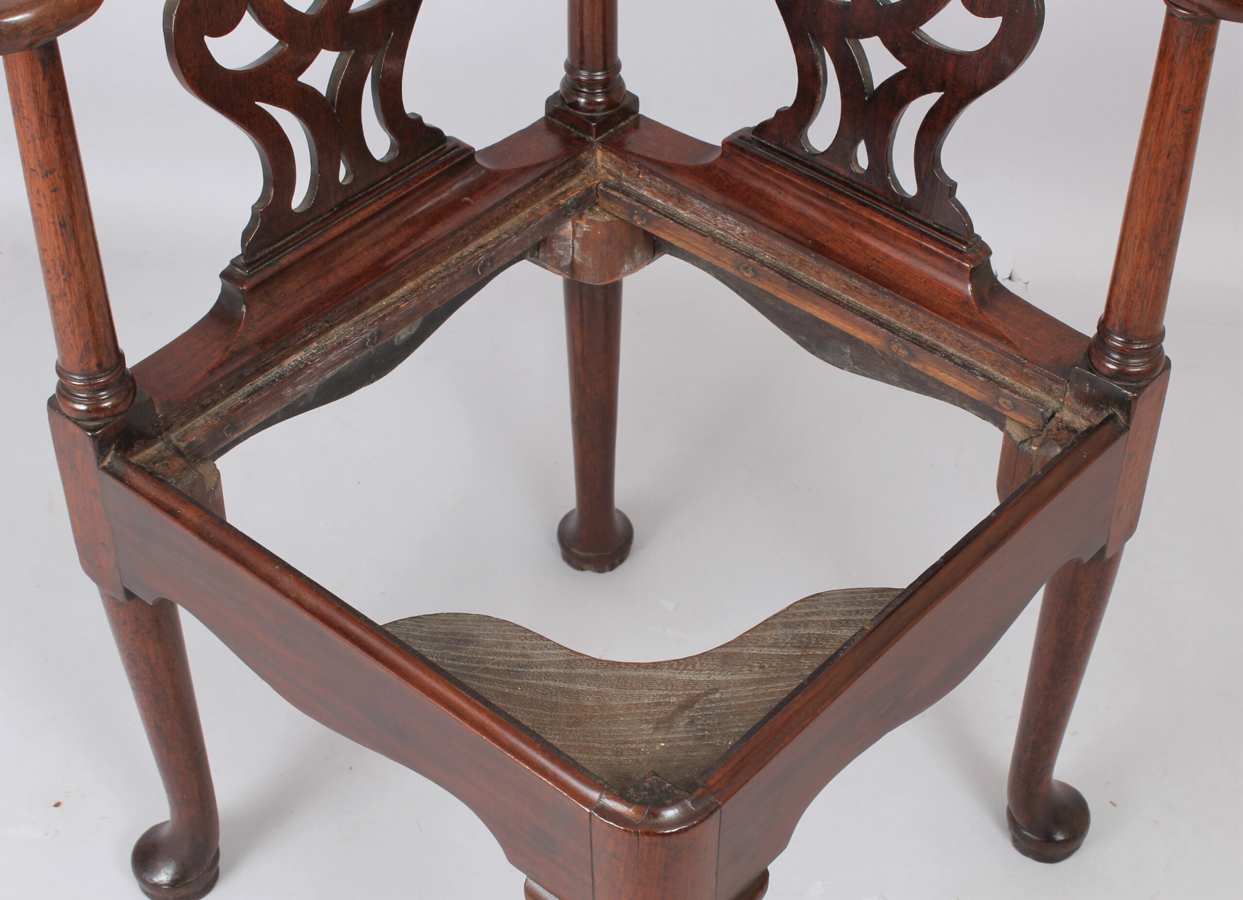 A George II ‘red walnut’ corner chair