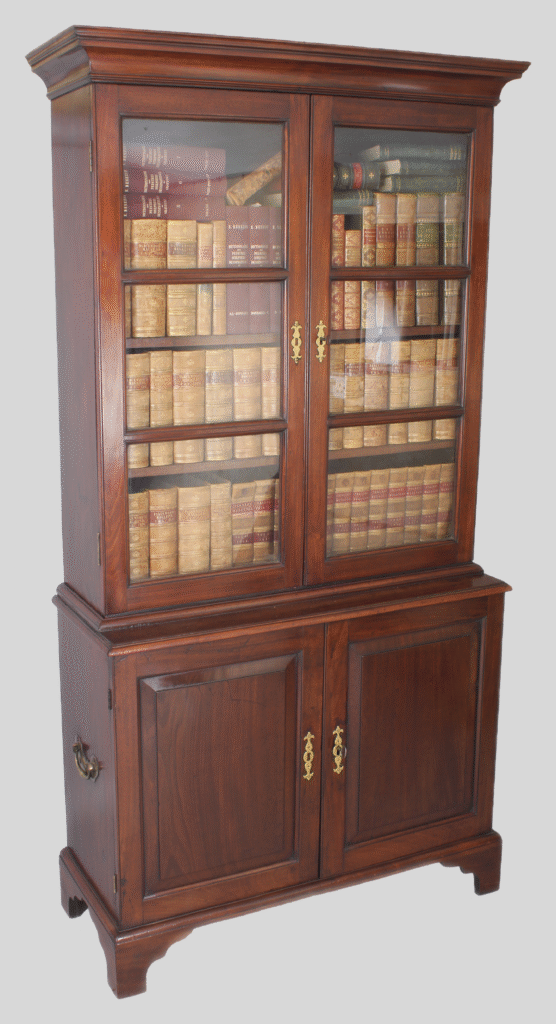 George II ‘red walnut’ cupboard based bookcase