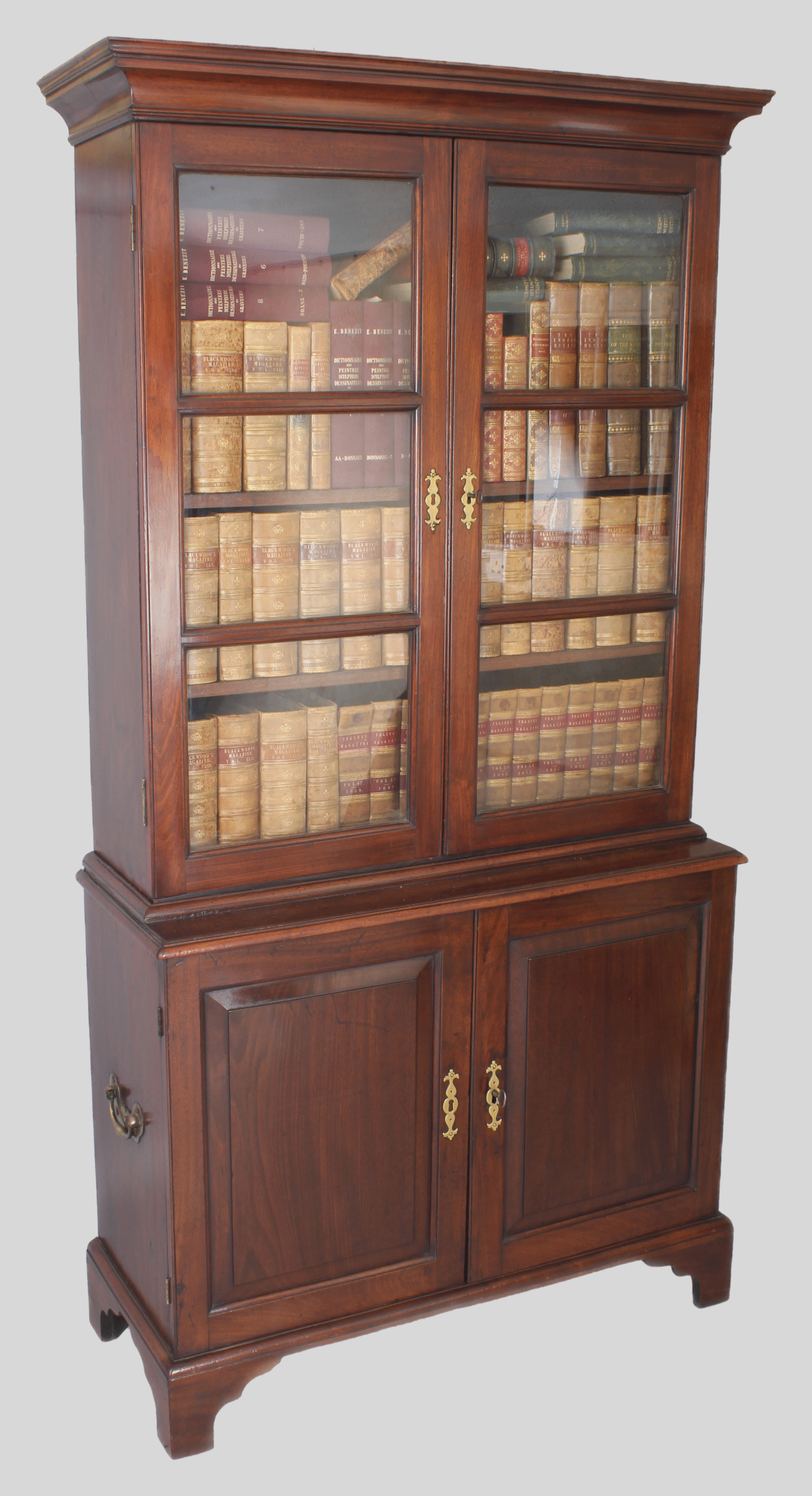 George II ‘red walnut’ cupboard based bookcase