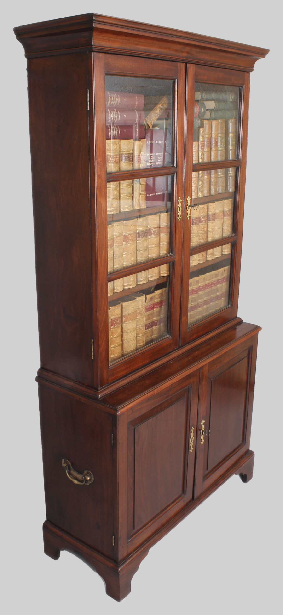George II ‘red walnut’ cupboard based bookcase