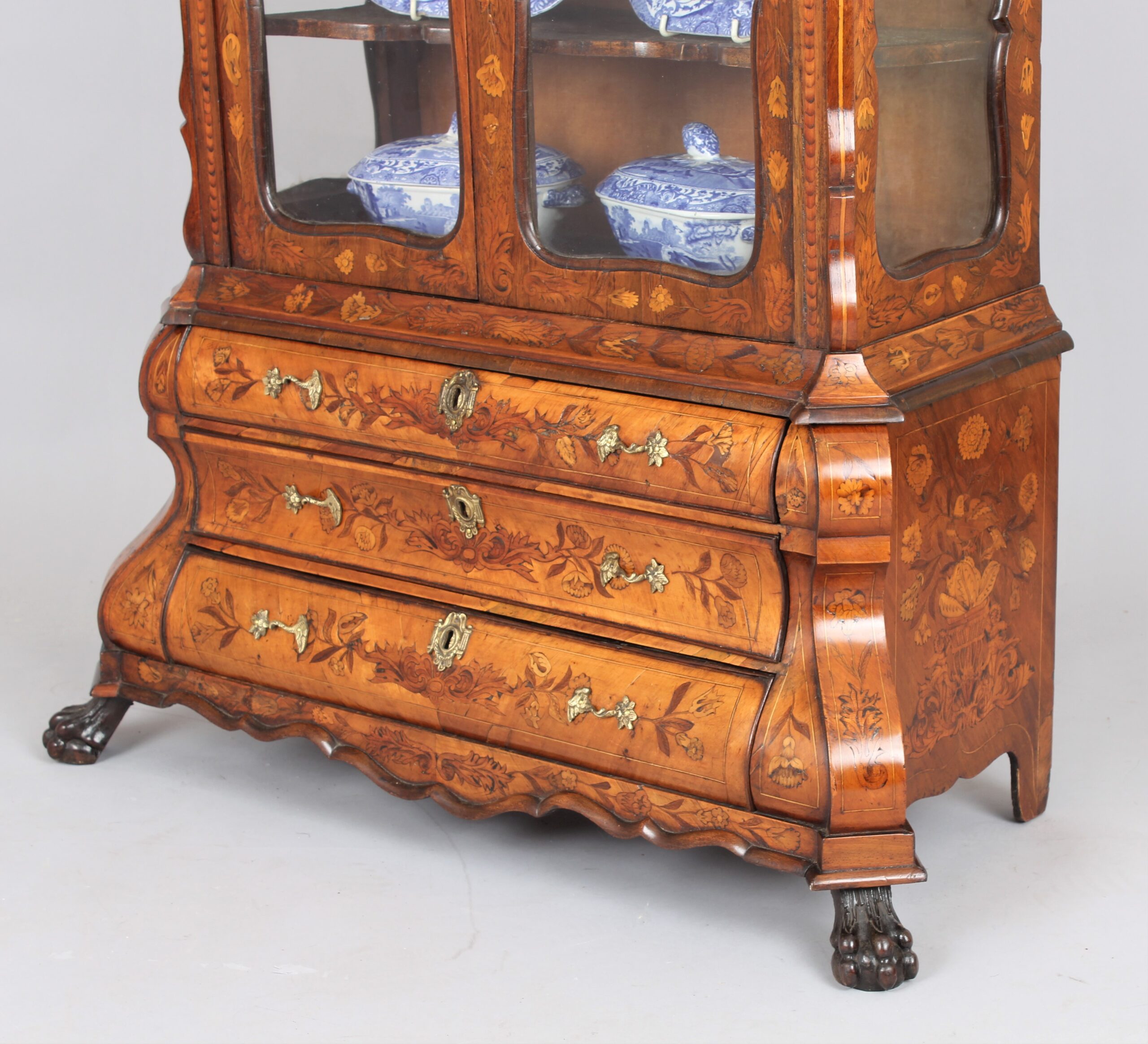 A fine late 18th/19th century Dutch marquetry display cabinet