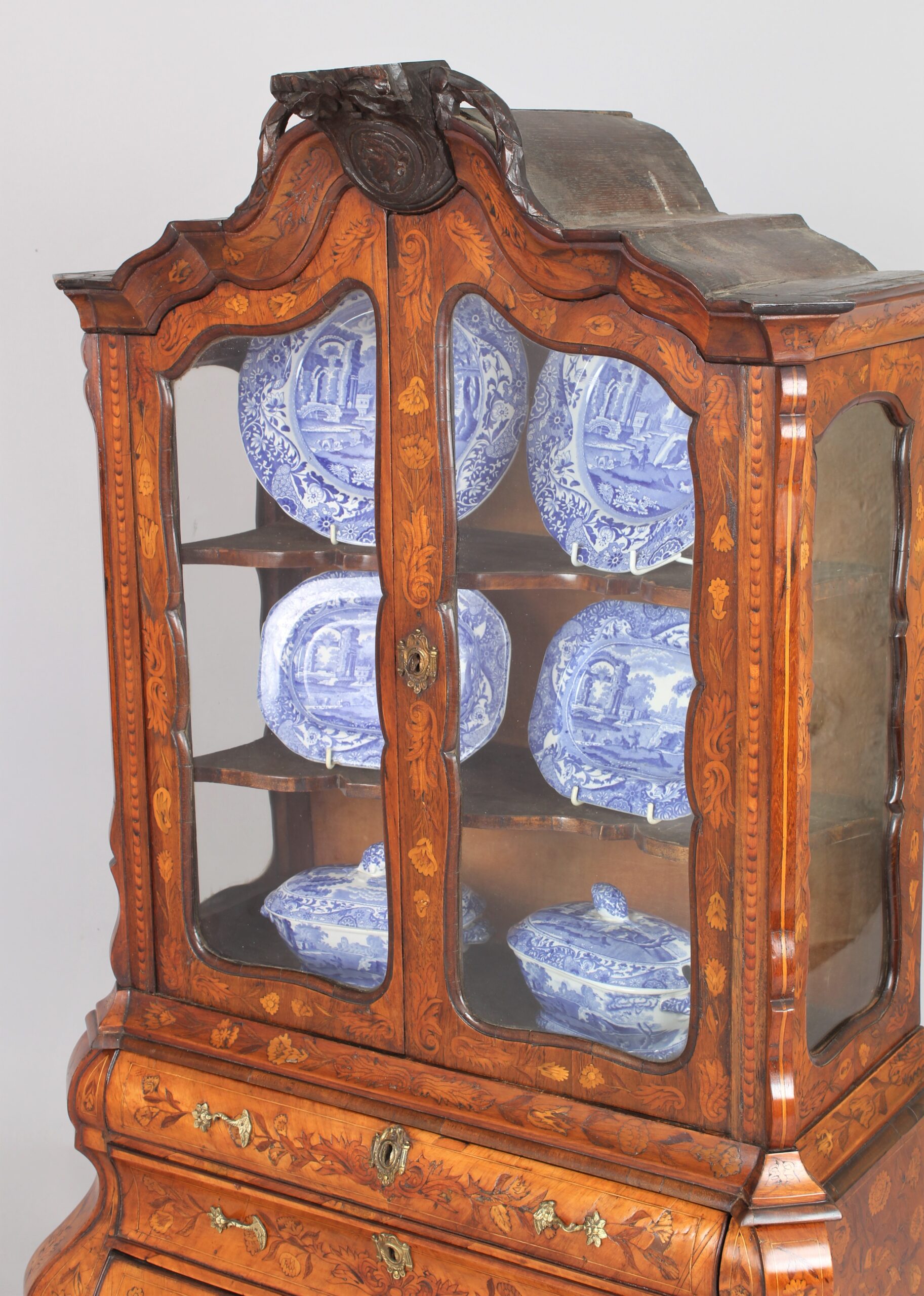 A fine late 18th/19th century Dutch marquetry display cabinet