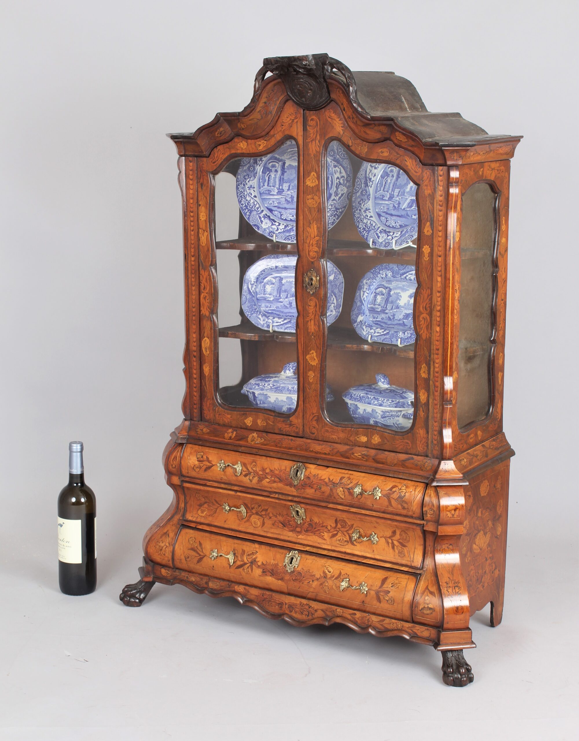 A fine late 18th/19th century Dutch marquetry display cabinet