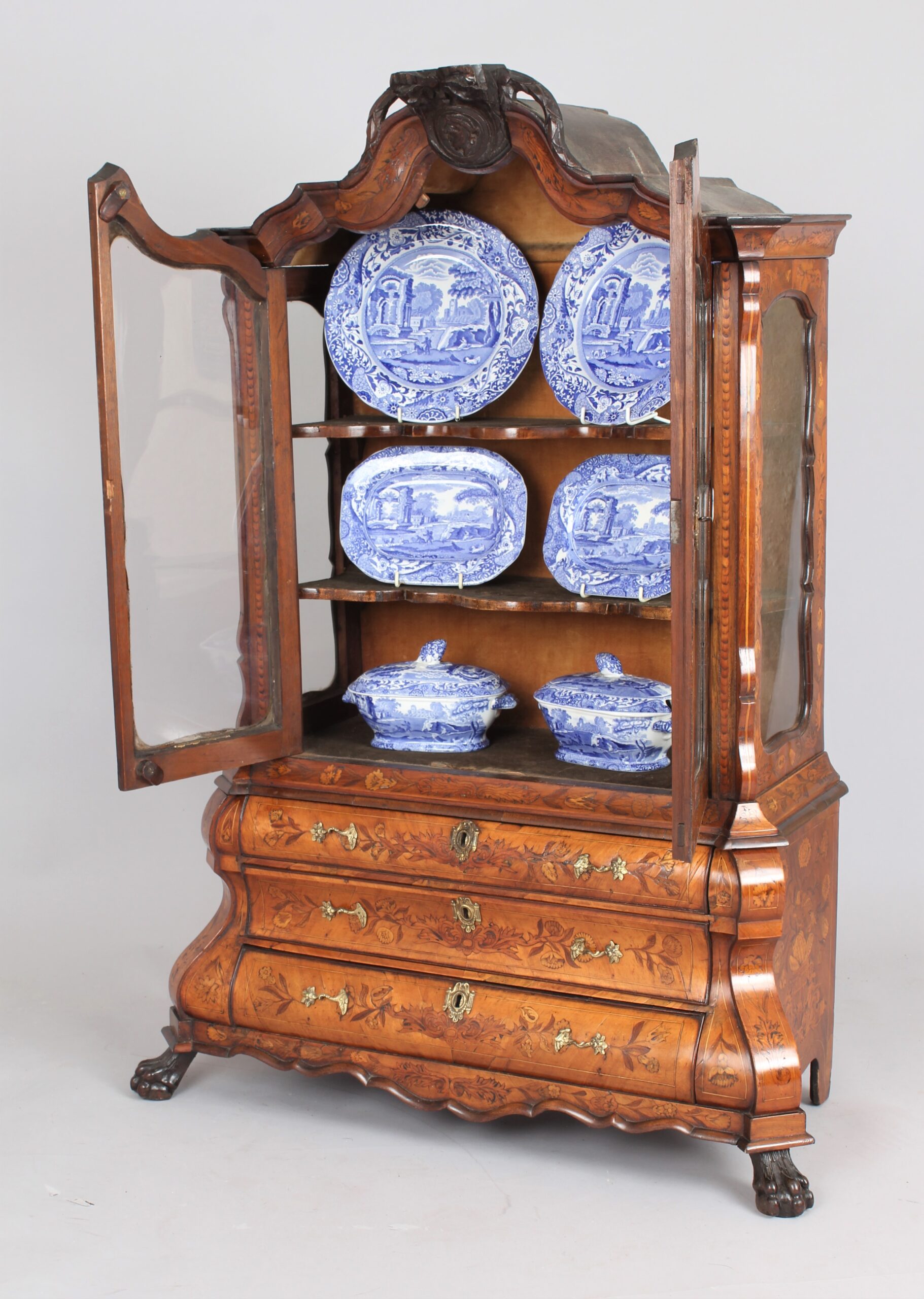A fine late 18th/19th century Dutch marquetry display cabinet