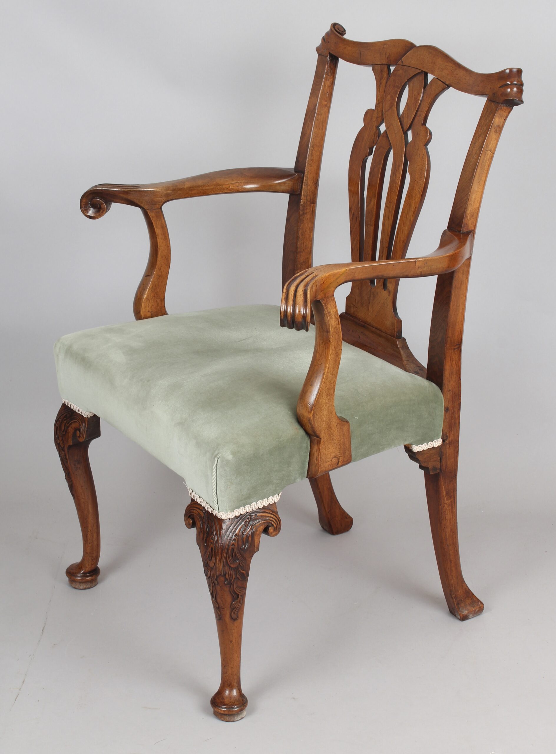 Golden walnut elbow-chair