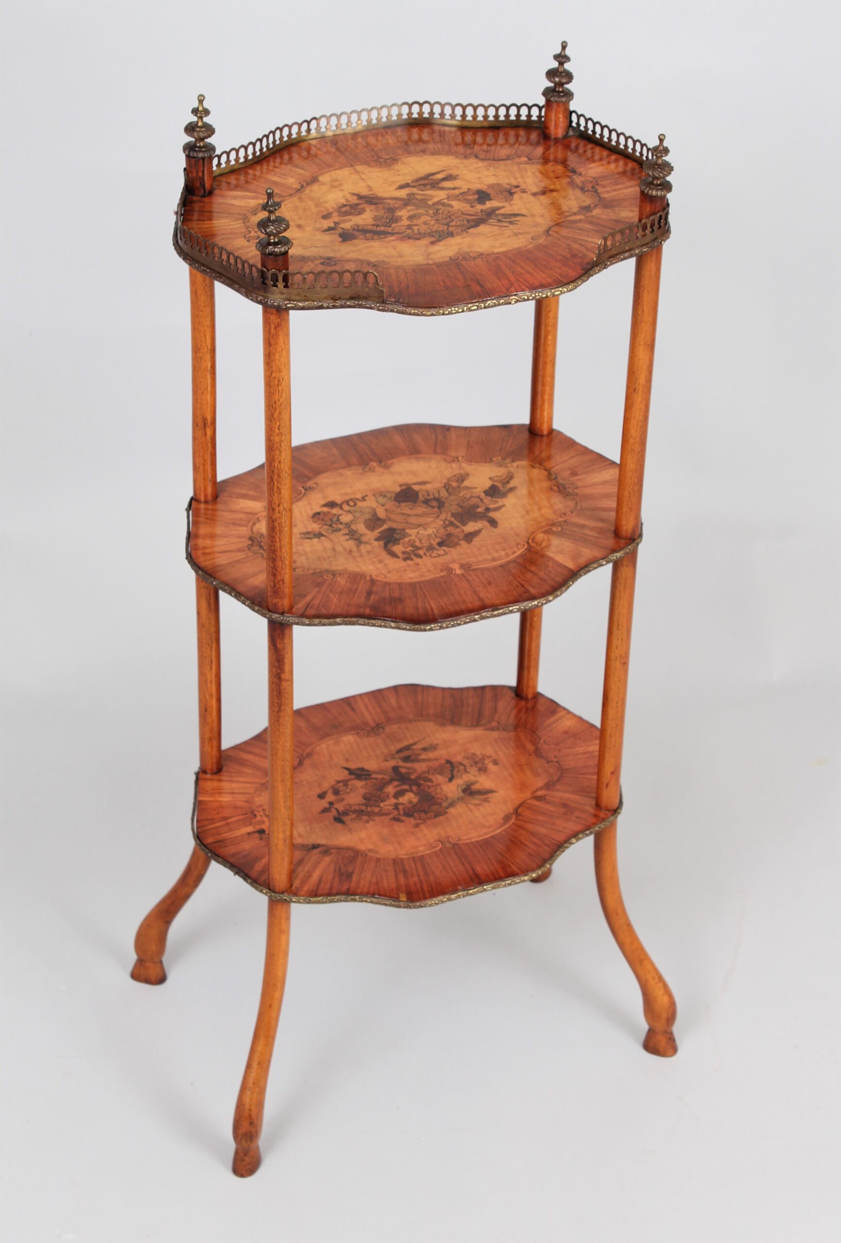 Mid 19th century brass-mounted etagere in the French manner