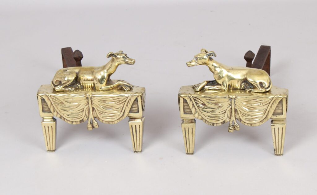 Fine pair of caste-brass fire dogs