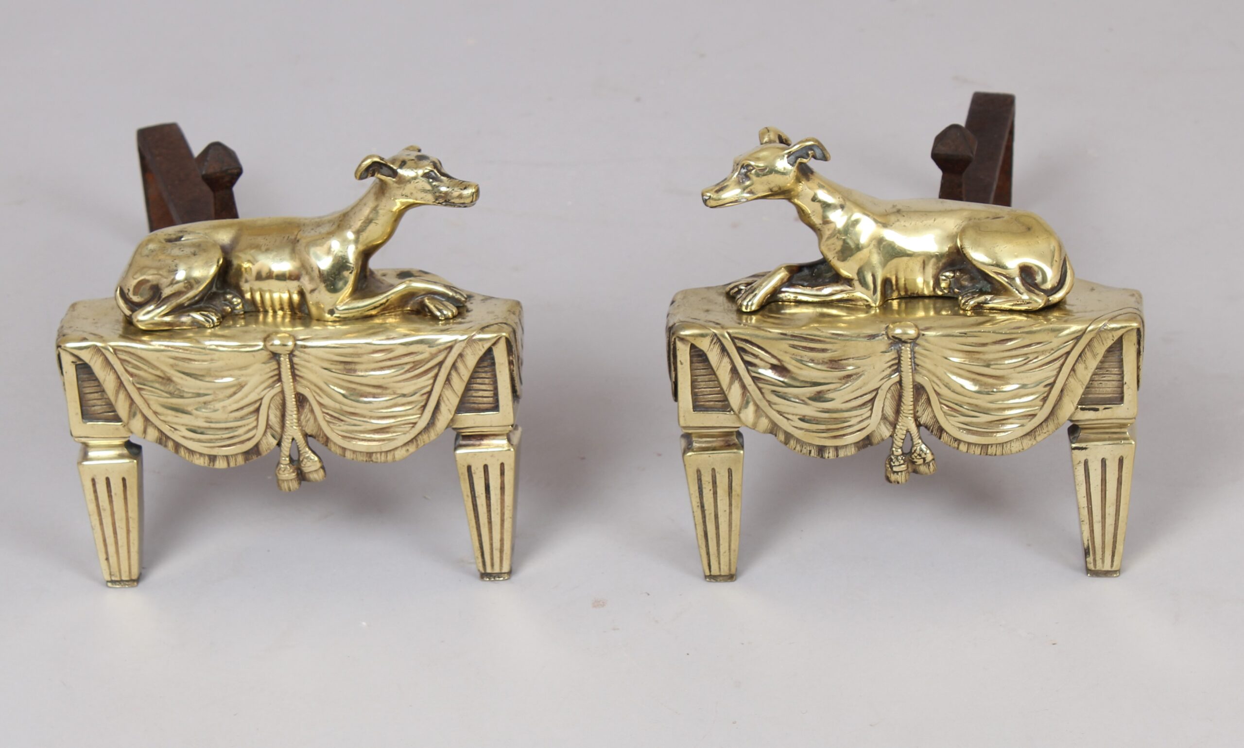 Fine pair of caste-brass fire dogs