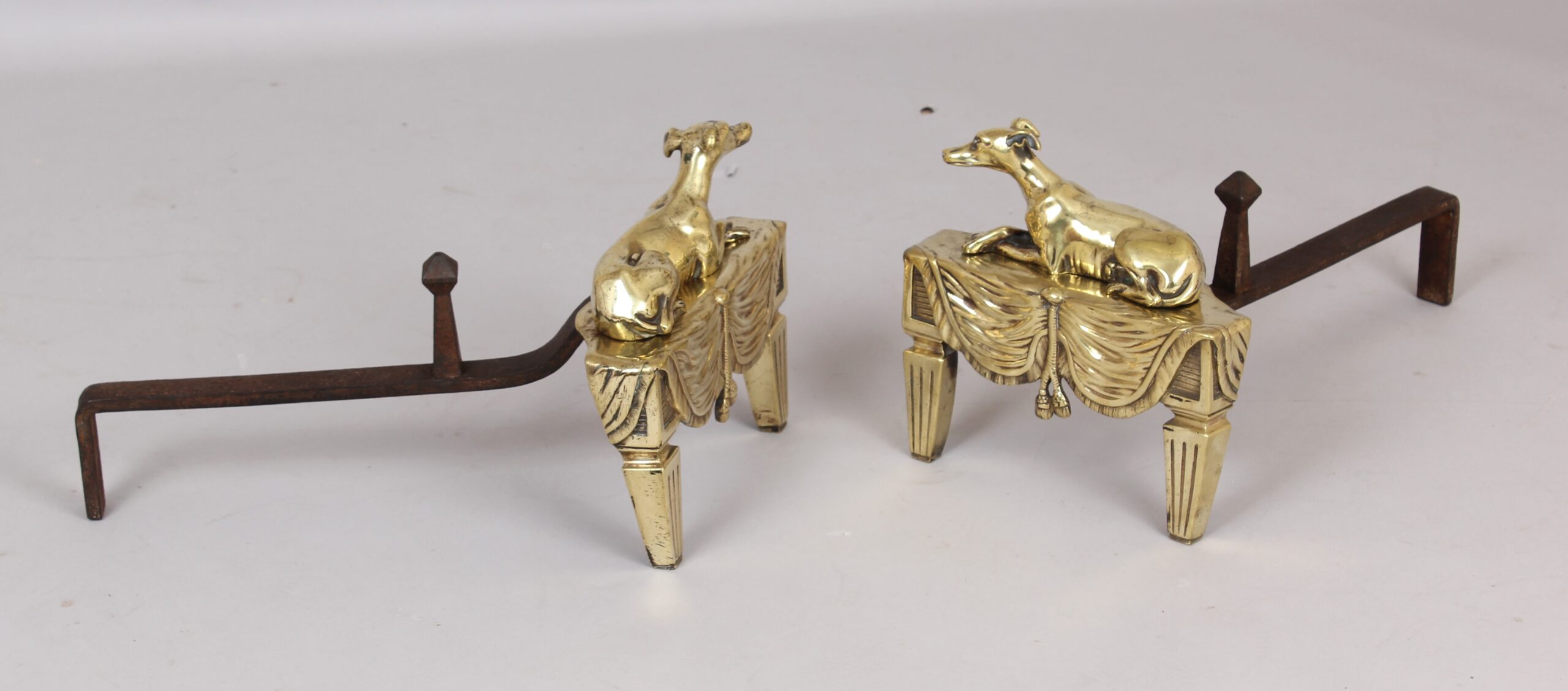 Fine pair of caste-brass fire dogs
