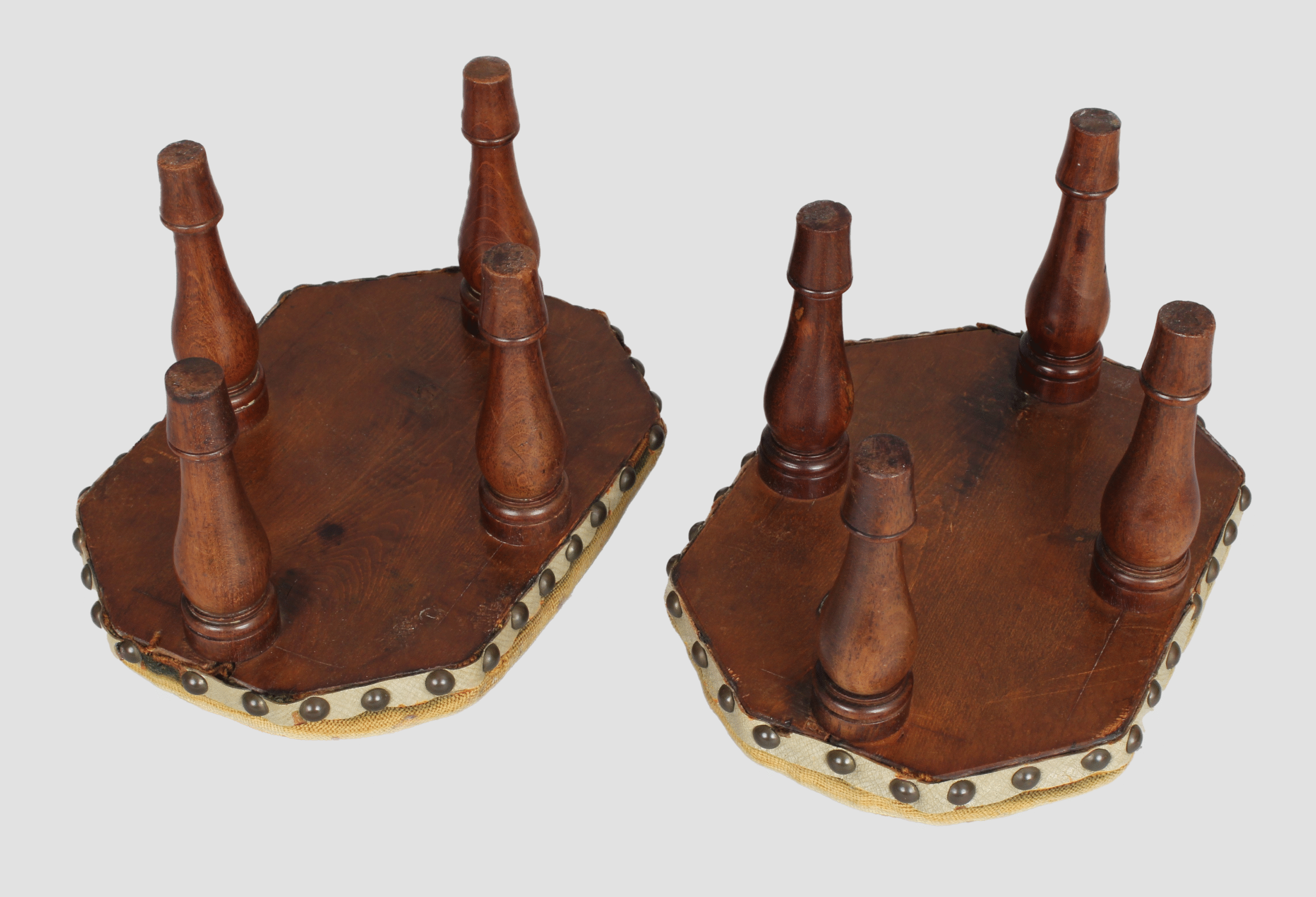 Pair of Victorian octagonal foot-stools