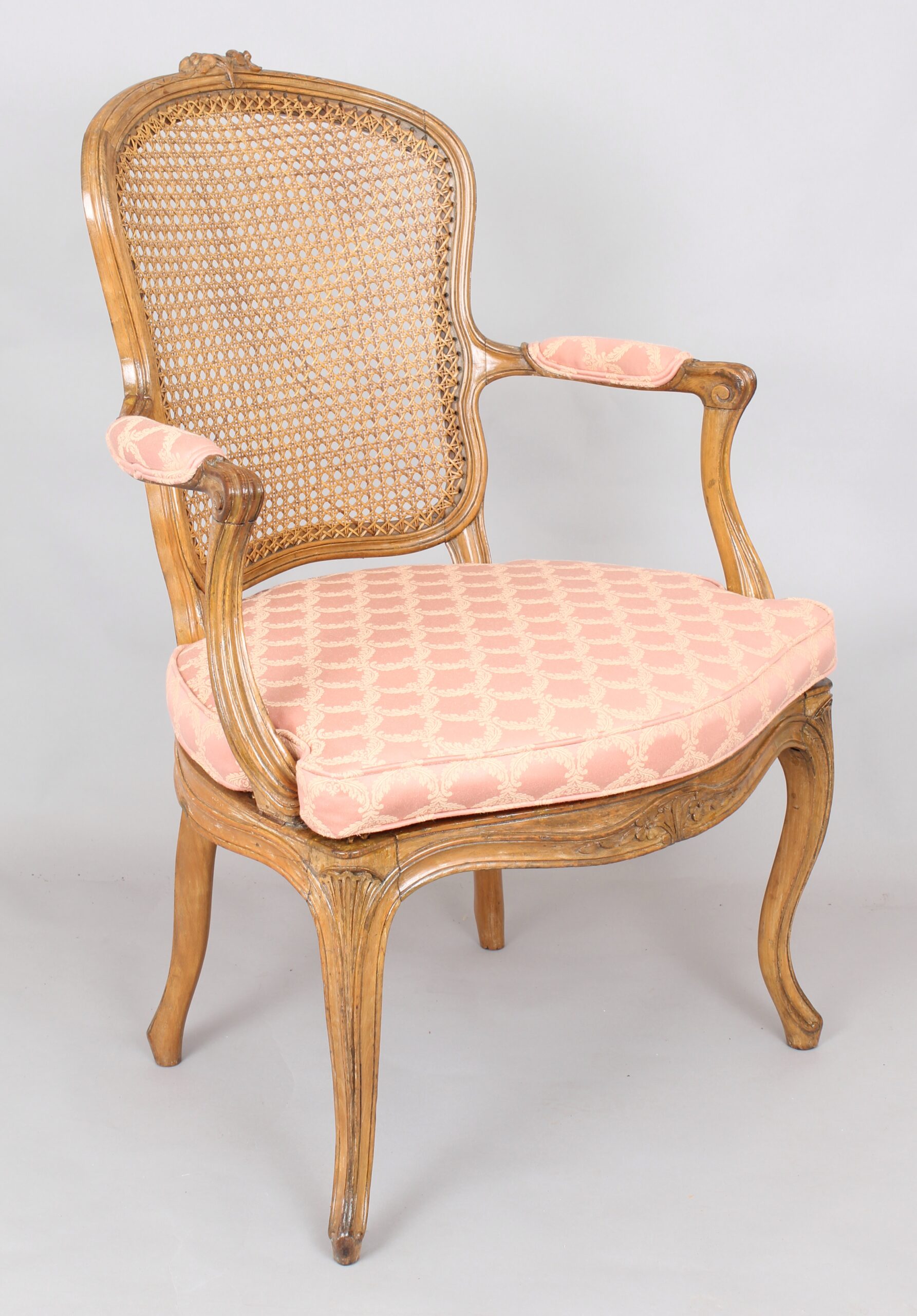 Pair of 19th century waxed beech fauteuils
