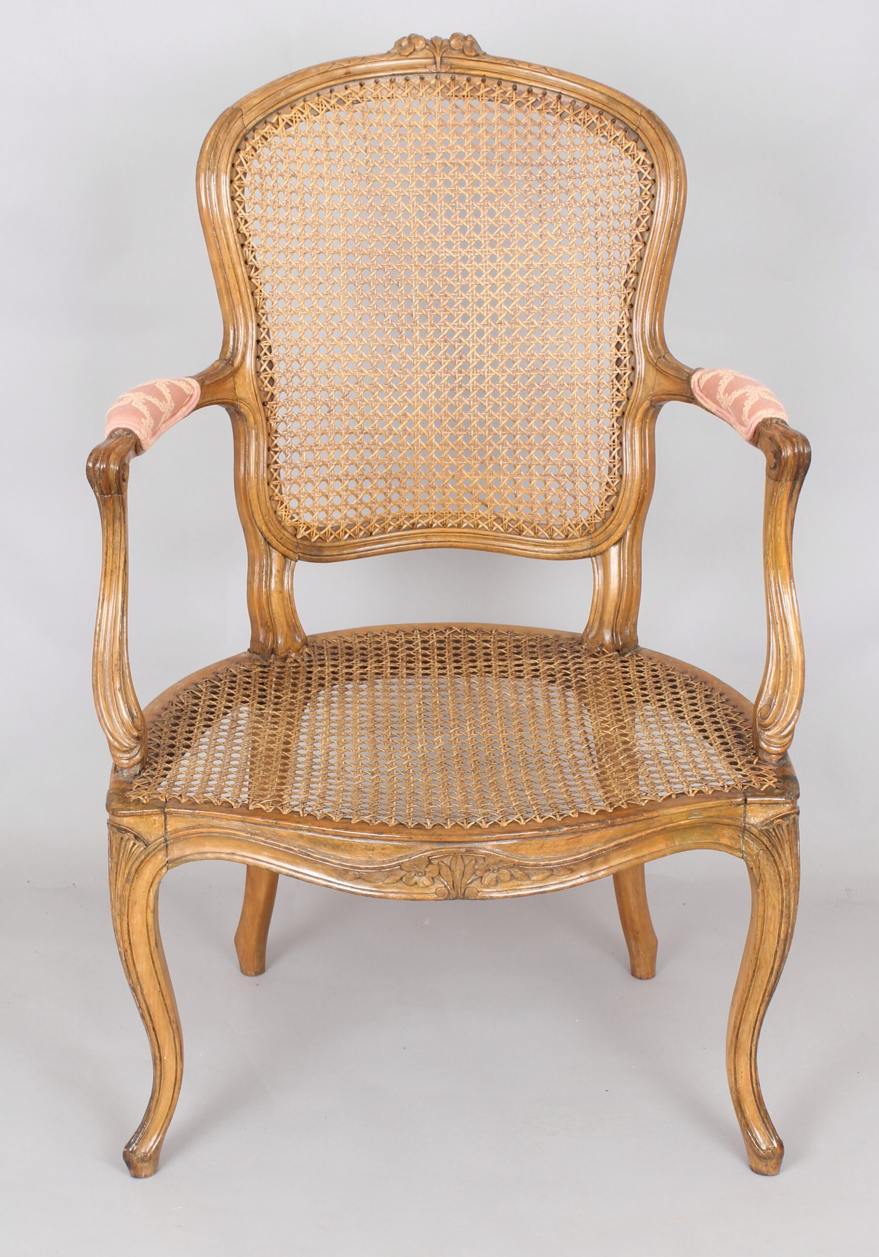 Pair of 19th century waxed beech fauteuils