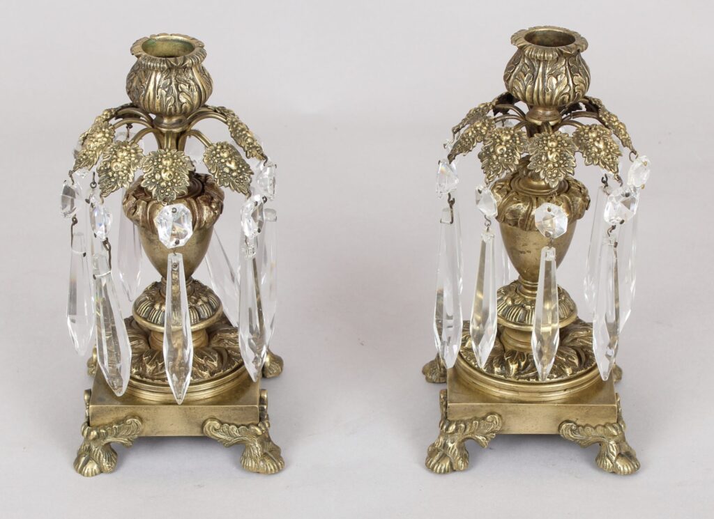 Pair of 19th century gilt brass table lights