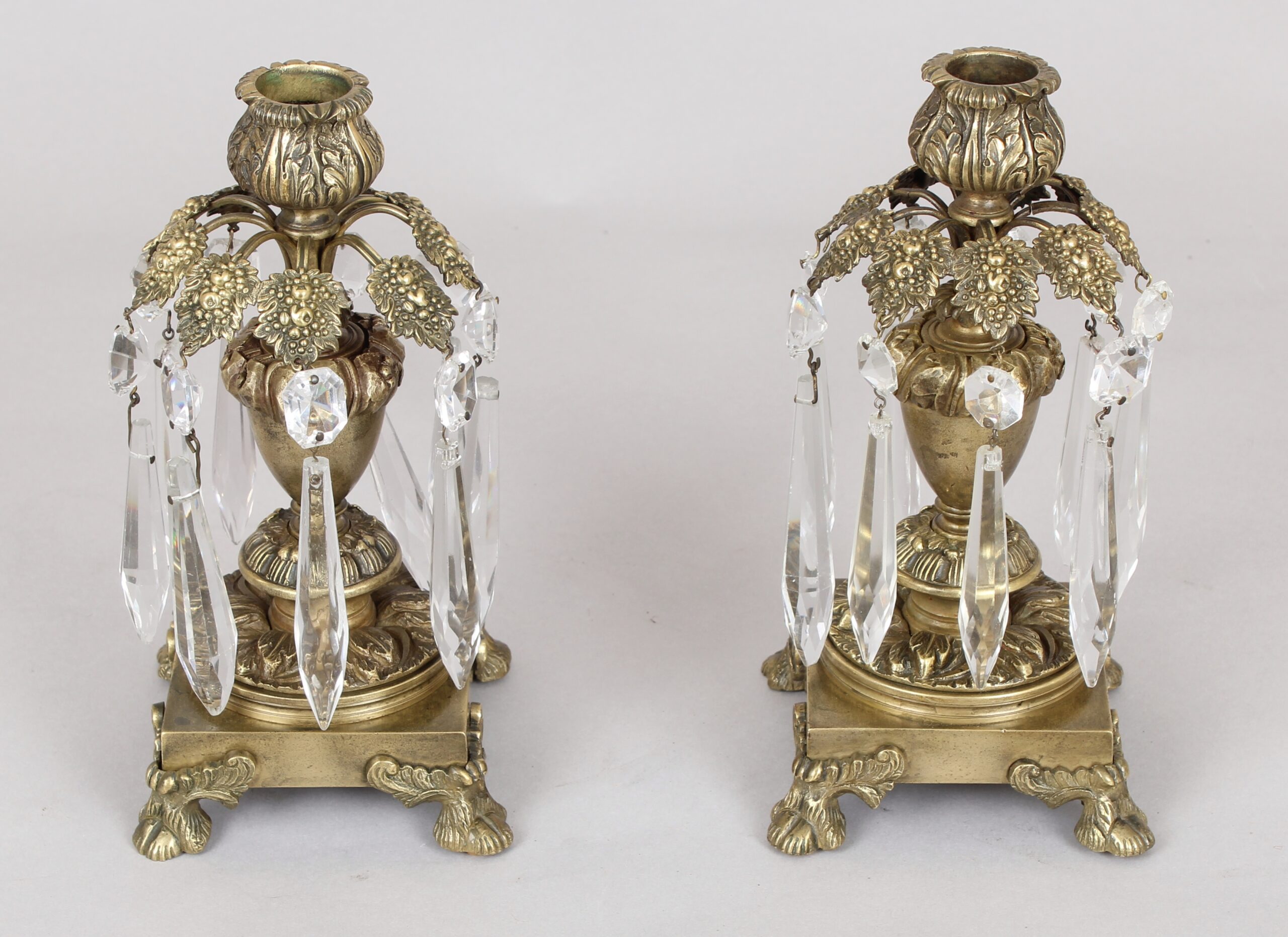Pair of 19th century gilt brass table lights