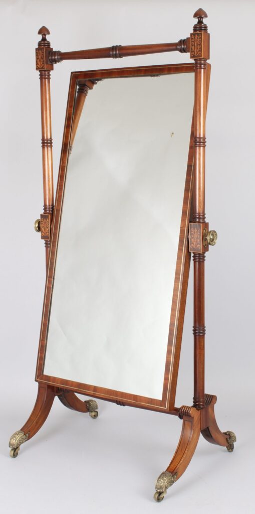 Good quality George IV period mahogany cheval dressing-mirror