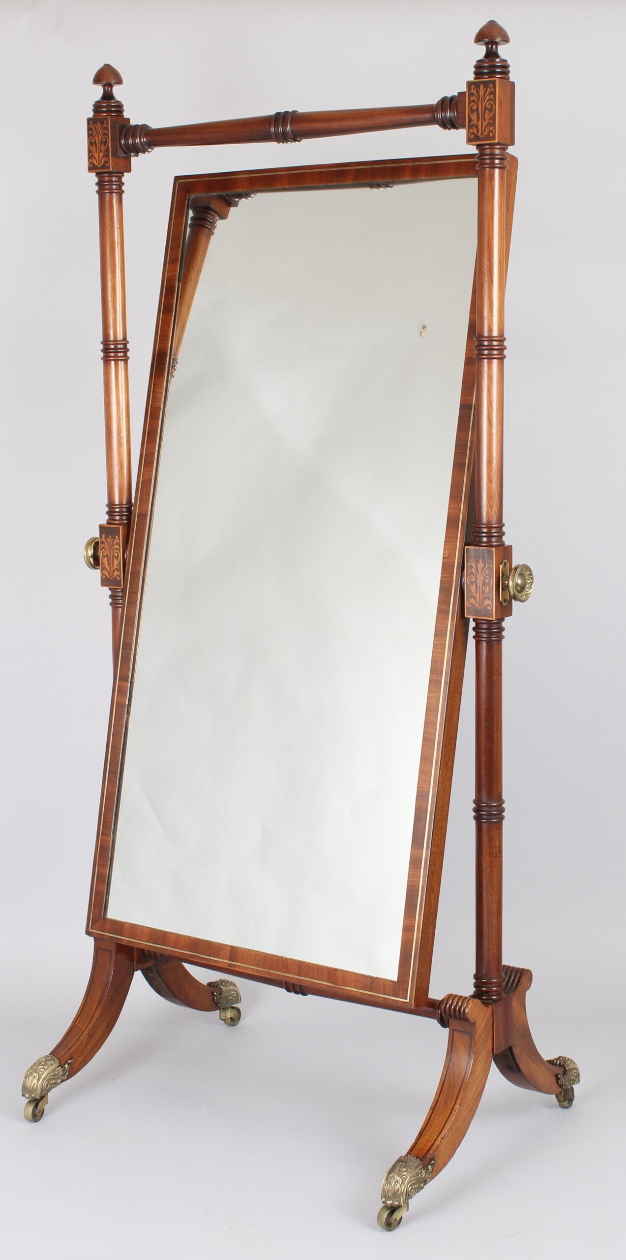 Good quality George IV period mahogany cheval dressing-mirror