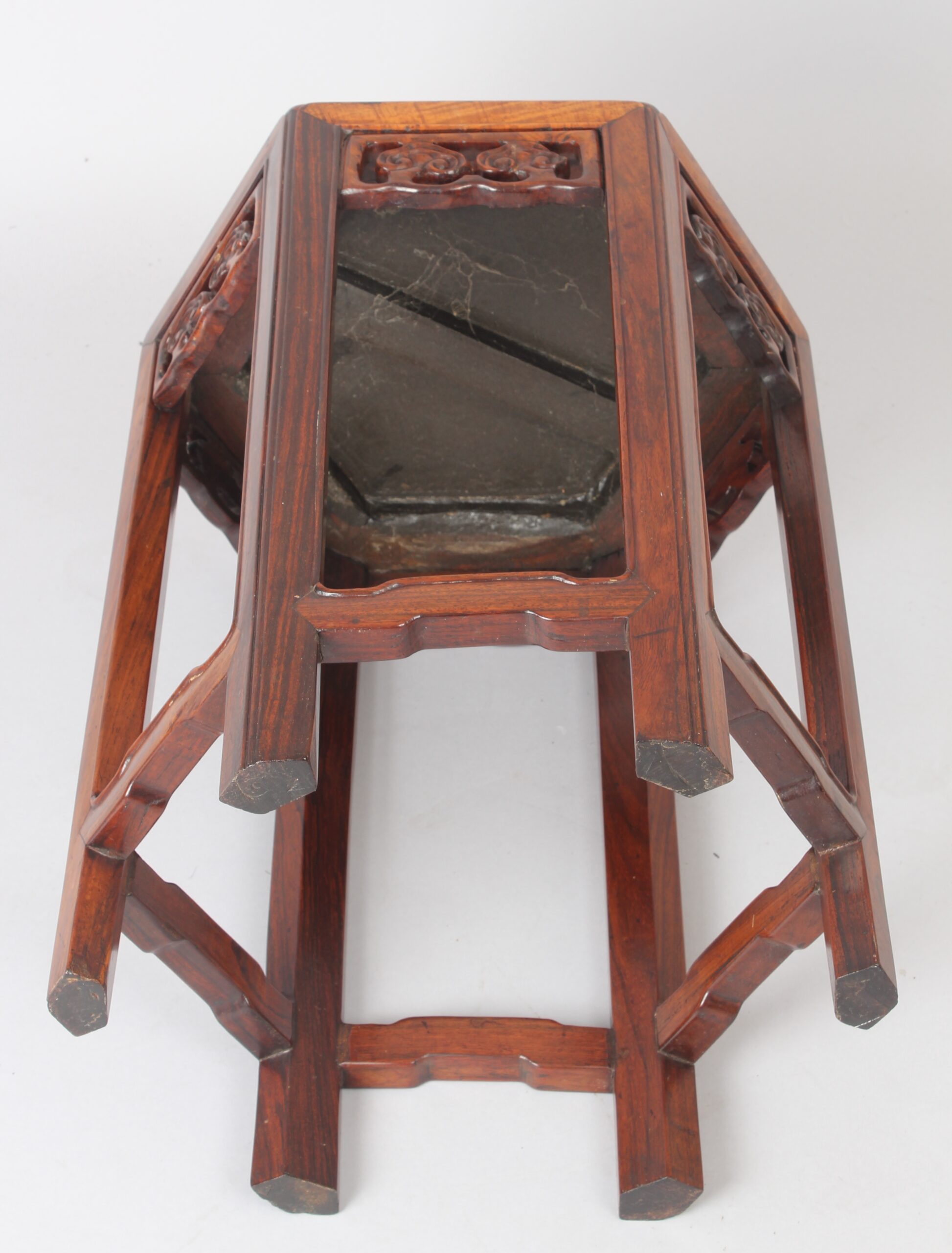 19th century Chinese hardwood hexagonal stand