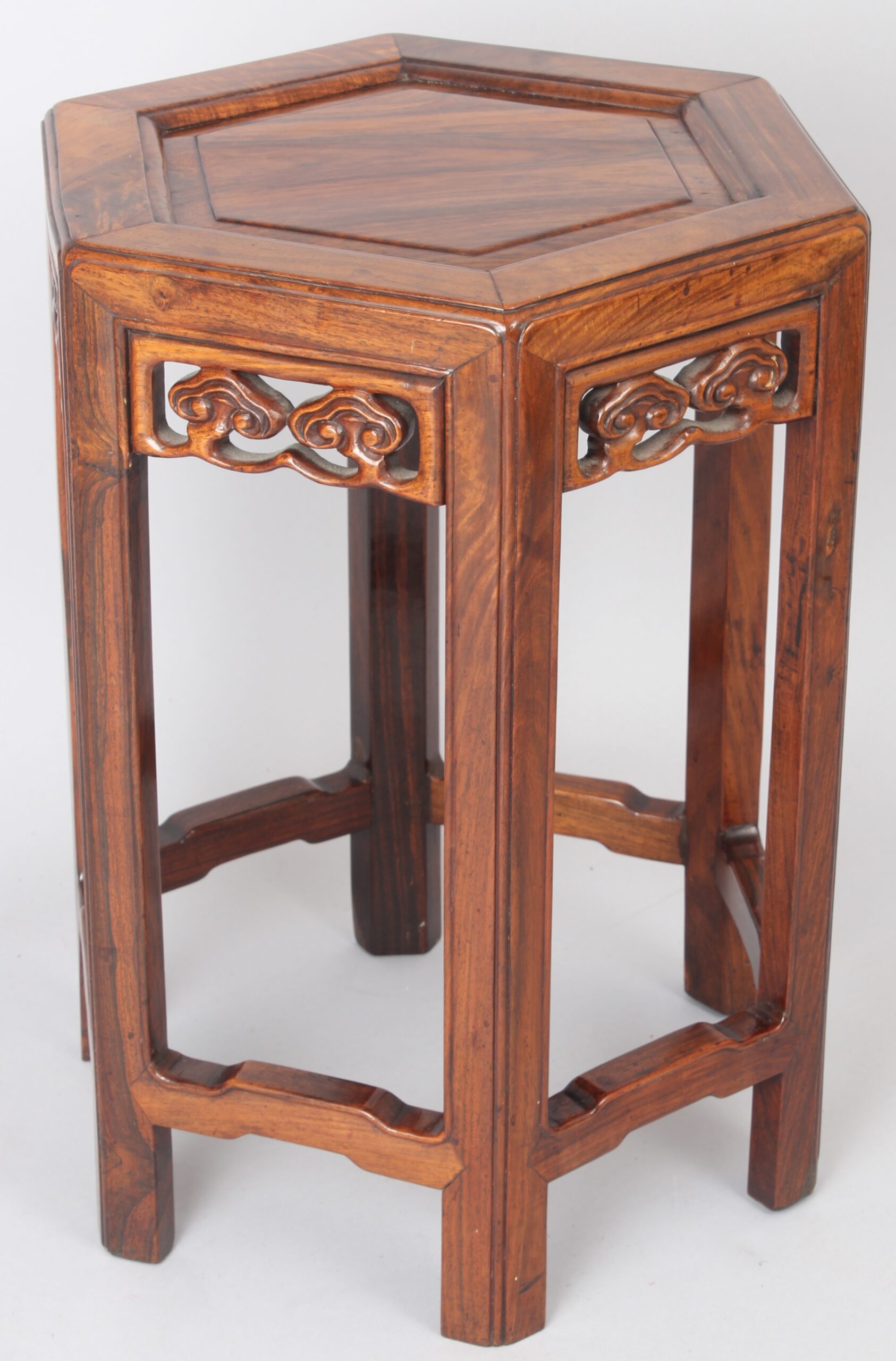 19th century Chinese hardwood hexagonal stand