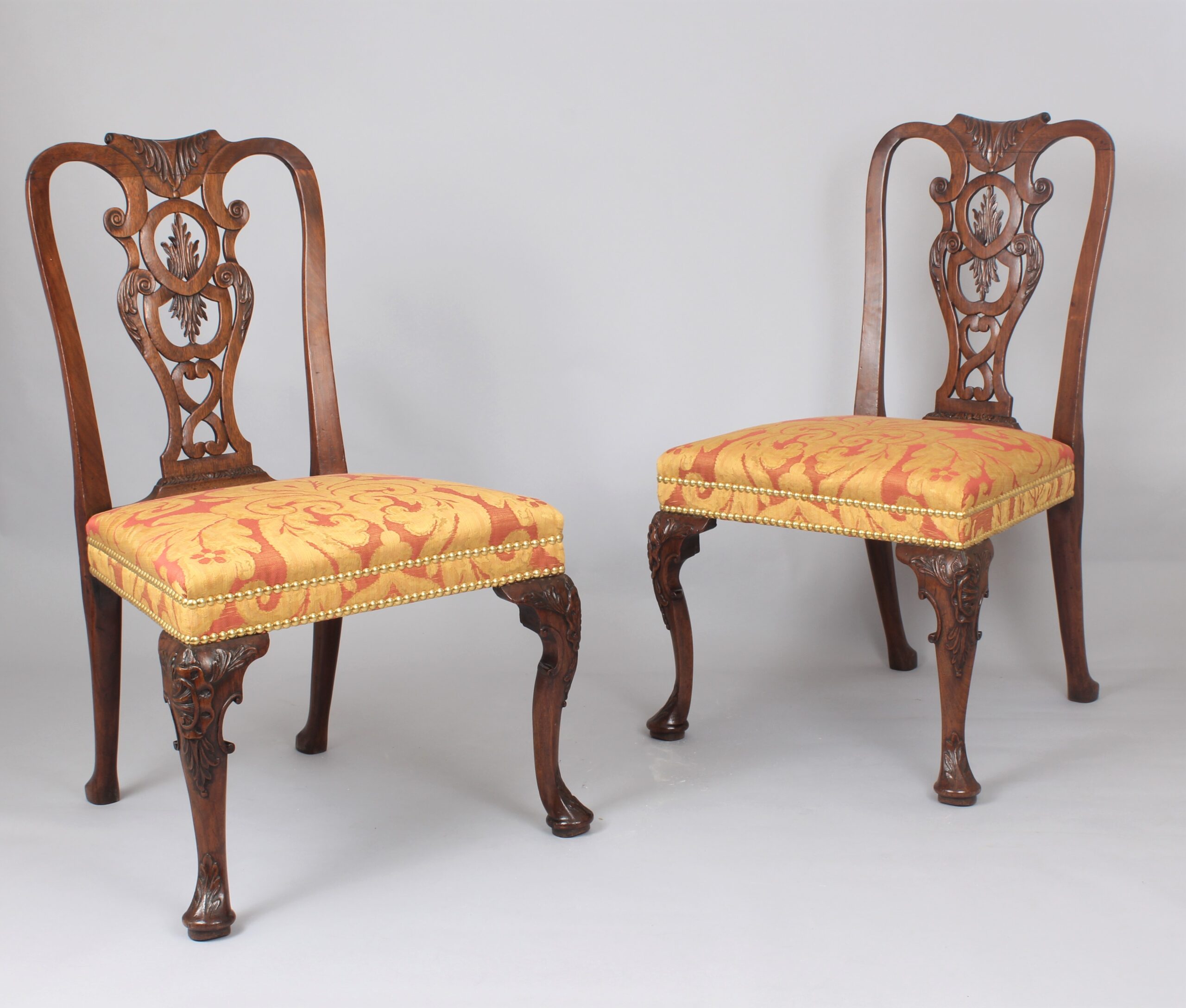 A pair of fine George II period walnut side chairs