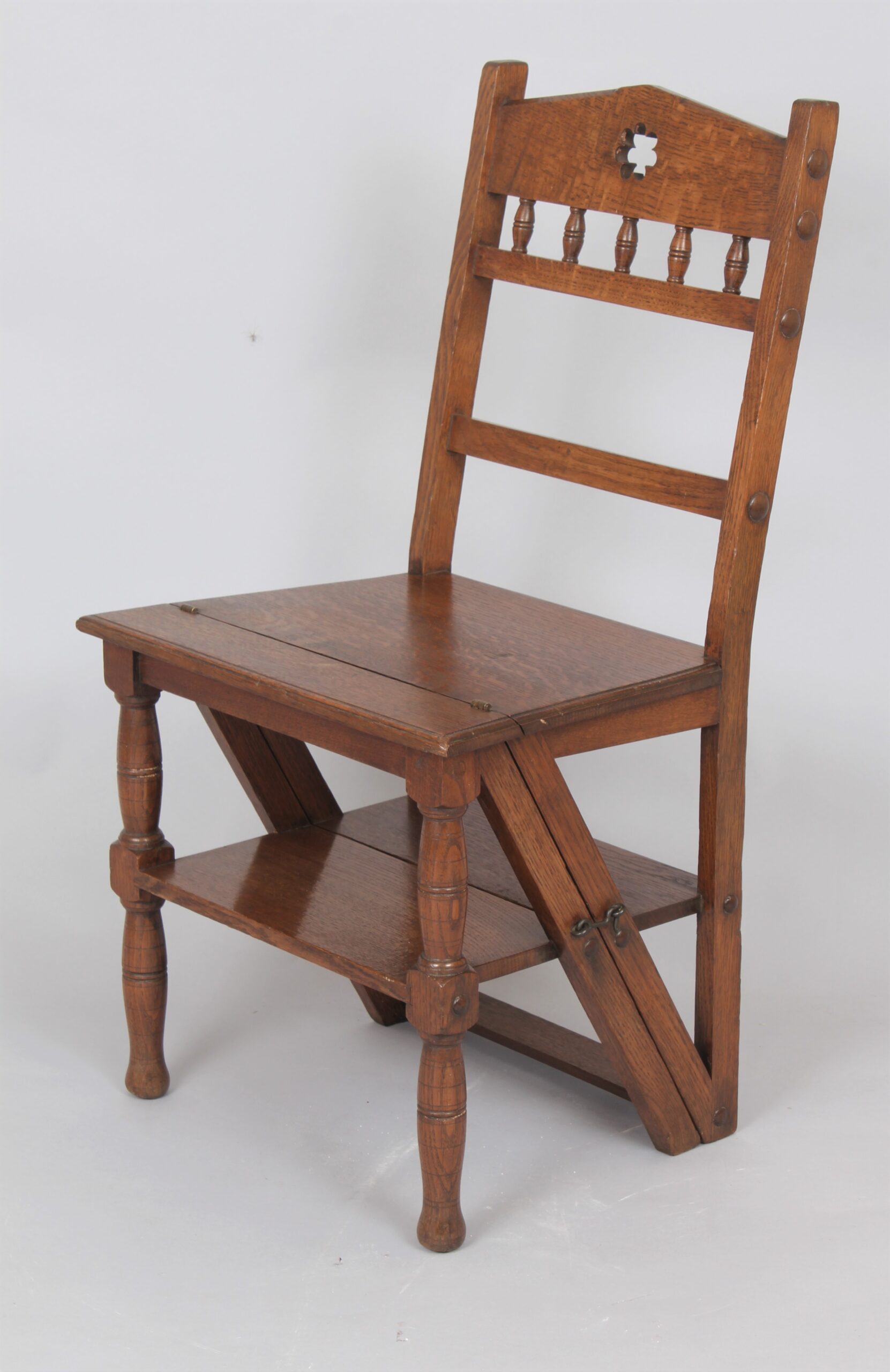 Metamorphic oak library steps chair