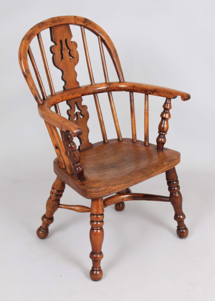 Child’s yew wood Windsor armchair