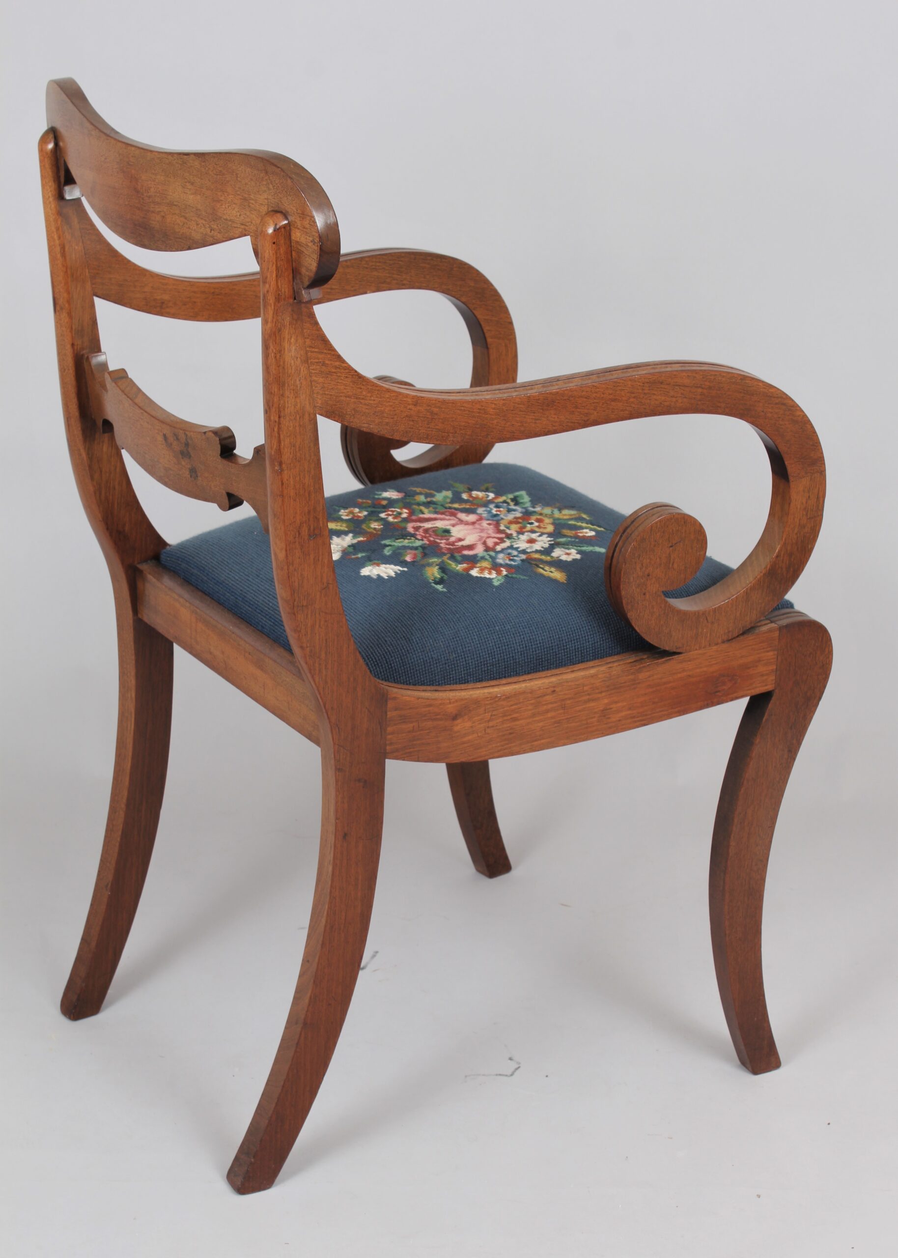 Set of six Regency mahogany sabre leg chairs