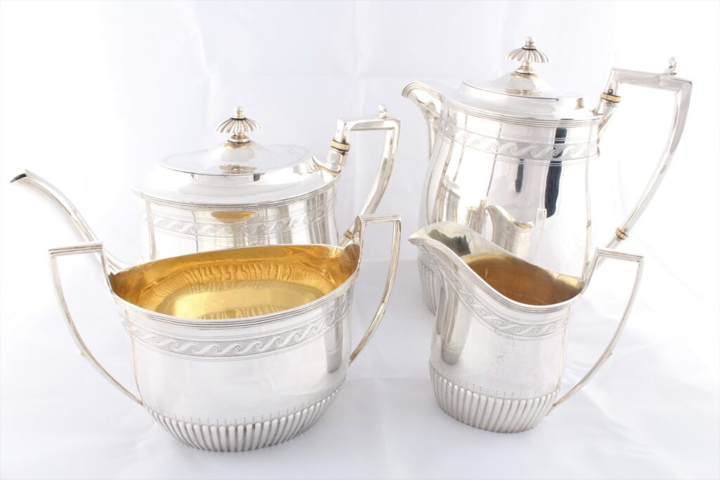 Victorian silver four-piece tea-service