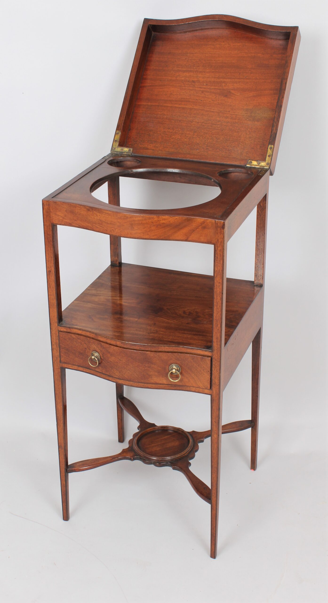 George III mahogany serpentine-fronted enclosed washstand