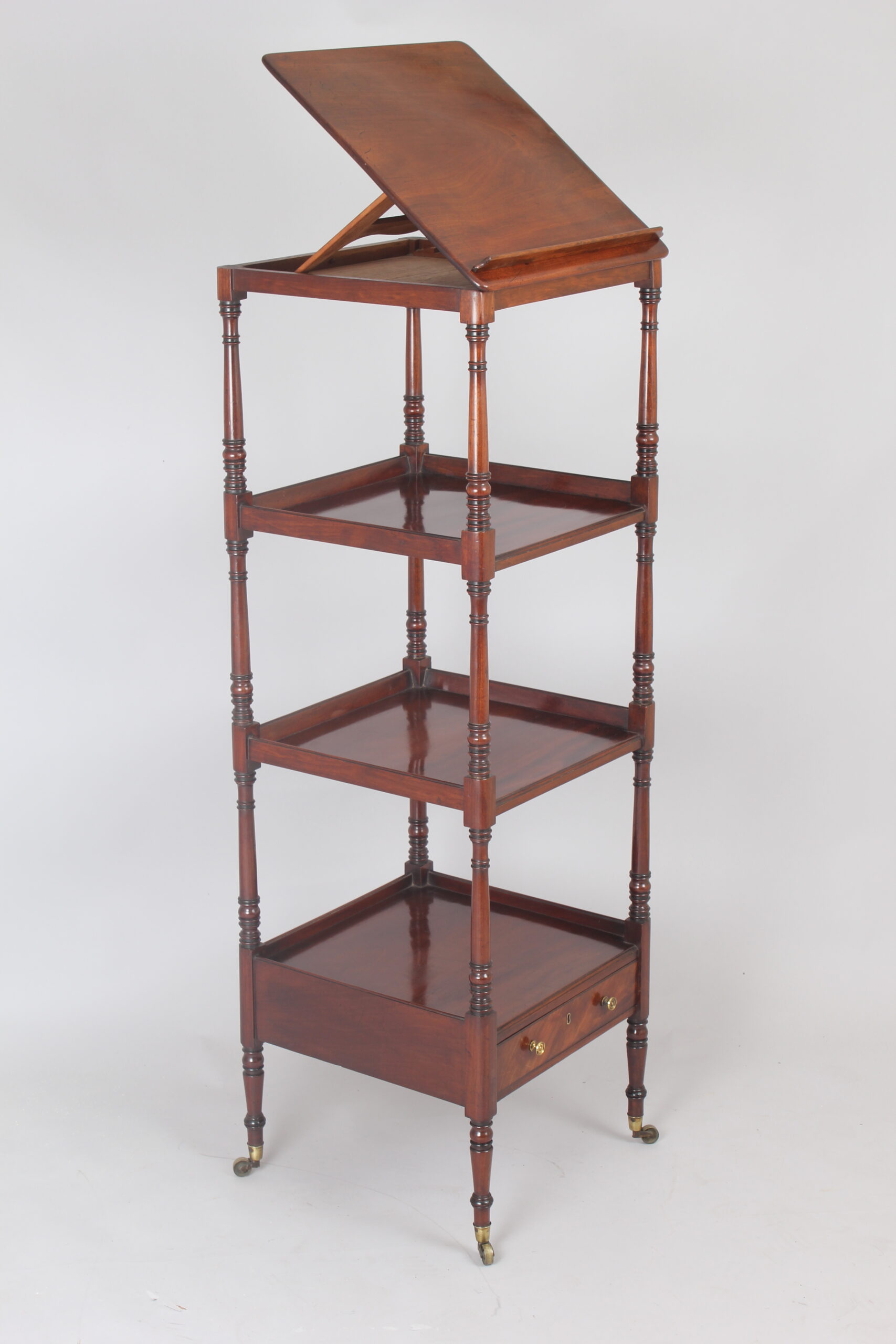 Early 19th century Regency period mahogany four tray whatnot